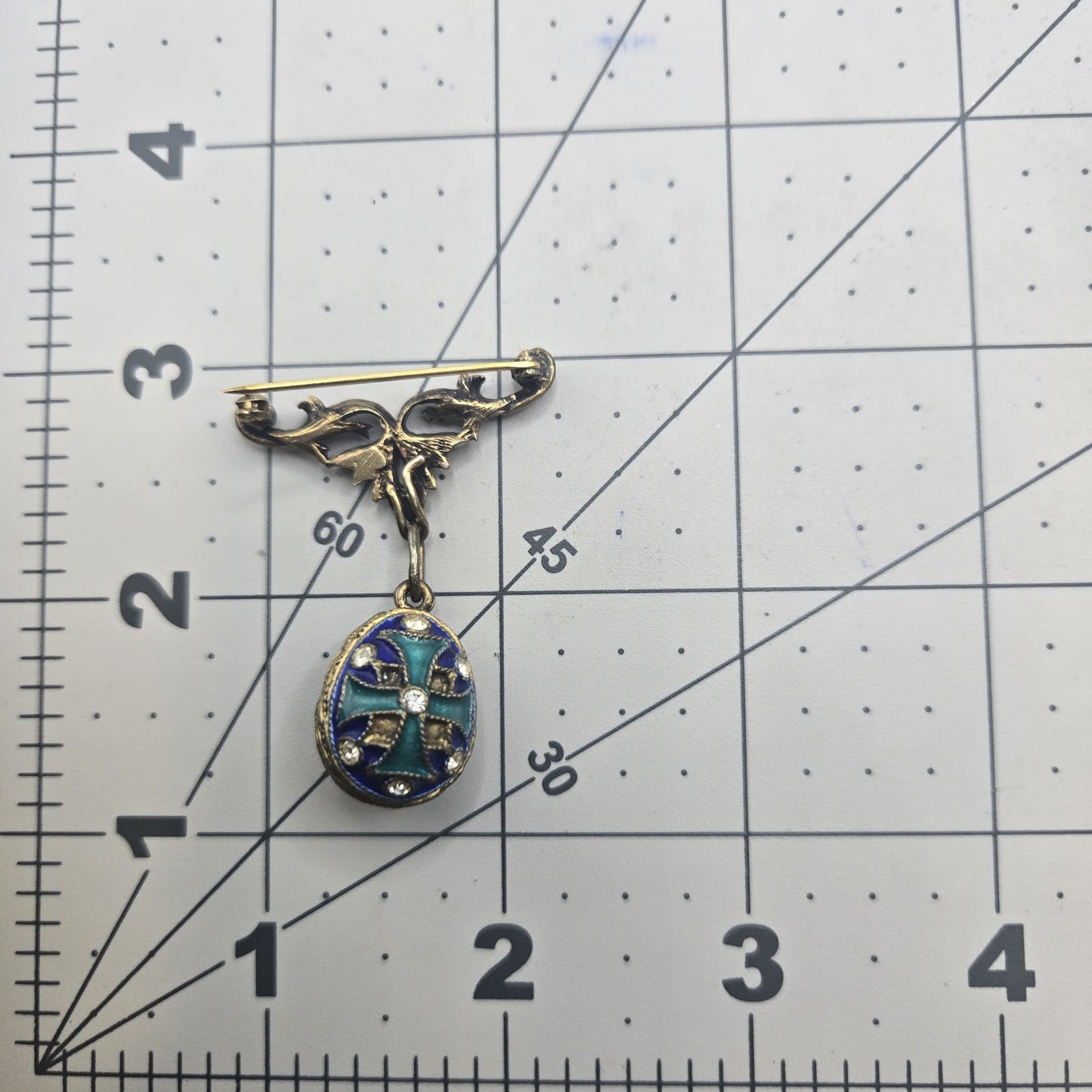 Vintage Solid Sterling Silver Gilt Guilloche Enamel Russian Egg Brooch pin pendant