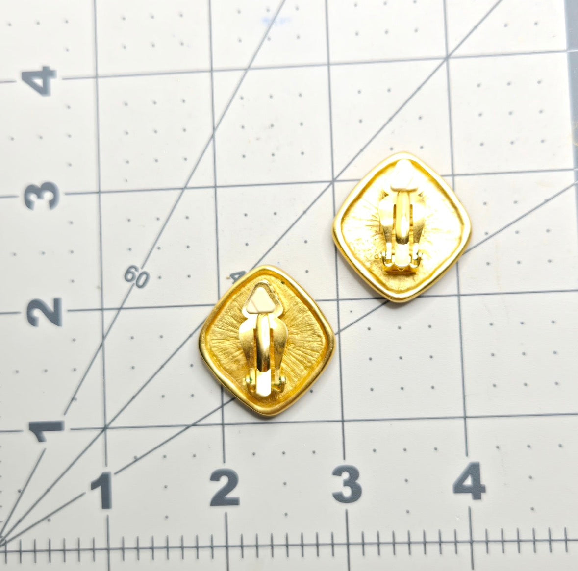 Vintage Liz Claiborne Lion Square Gold-Tone Clip-On Earrings