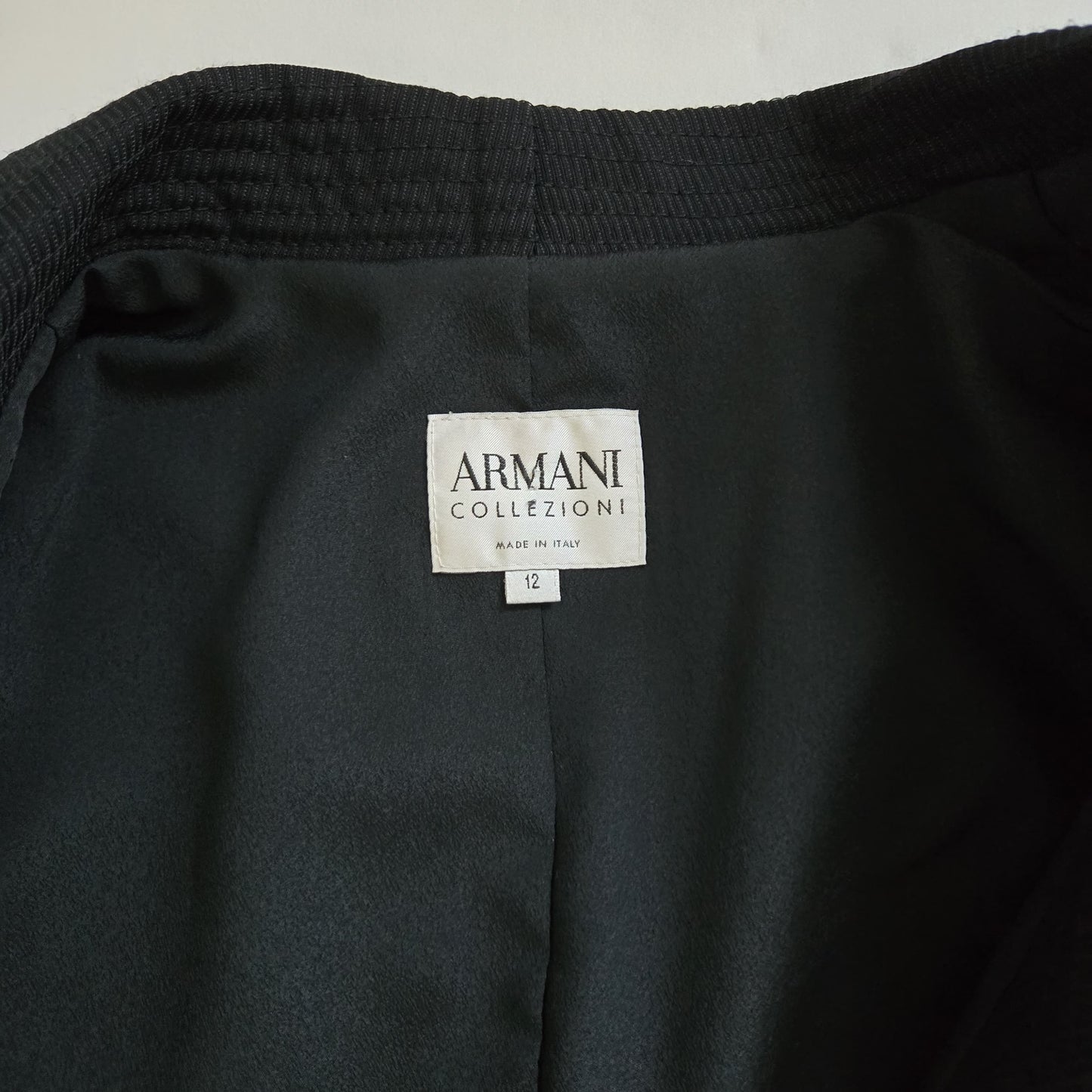 NWT 1,715.00 Armani Collezioni Black Crepe Appliqued Blazer size 12