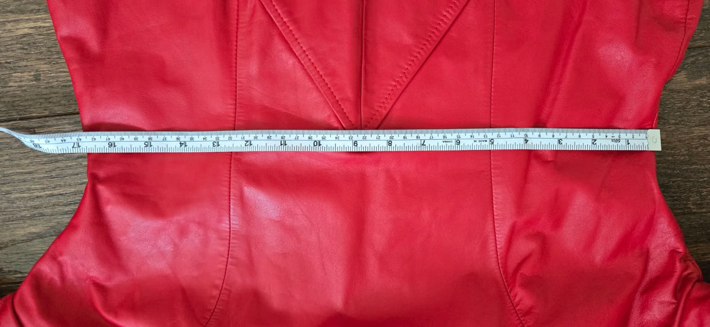 Vintage AMBRIA Red Genuine leather with sleeves shoulder pads size 12