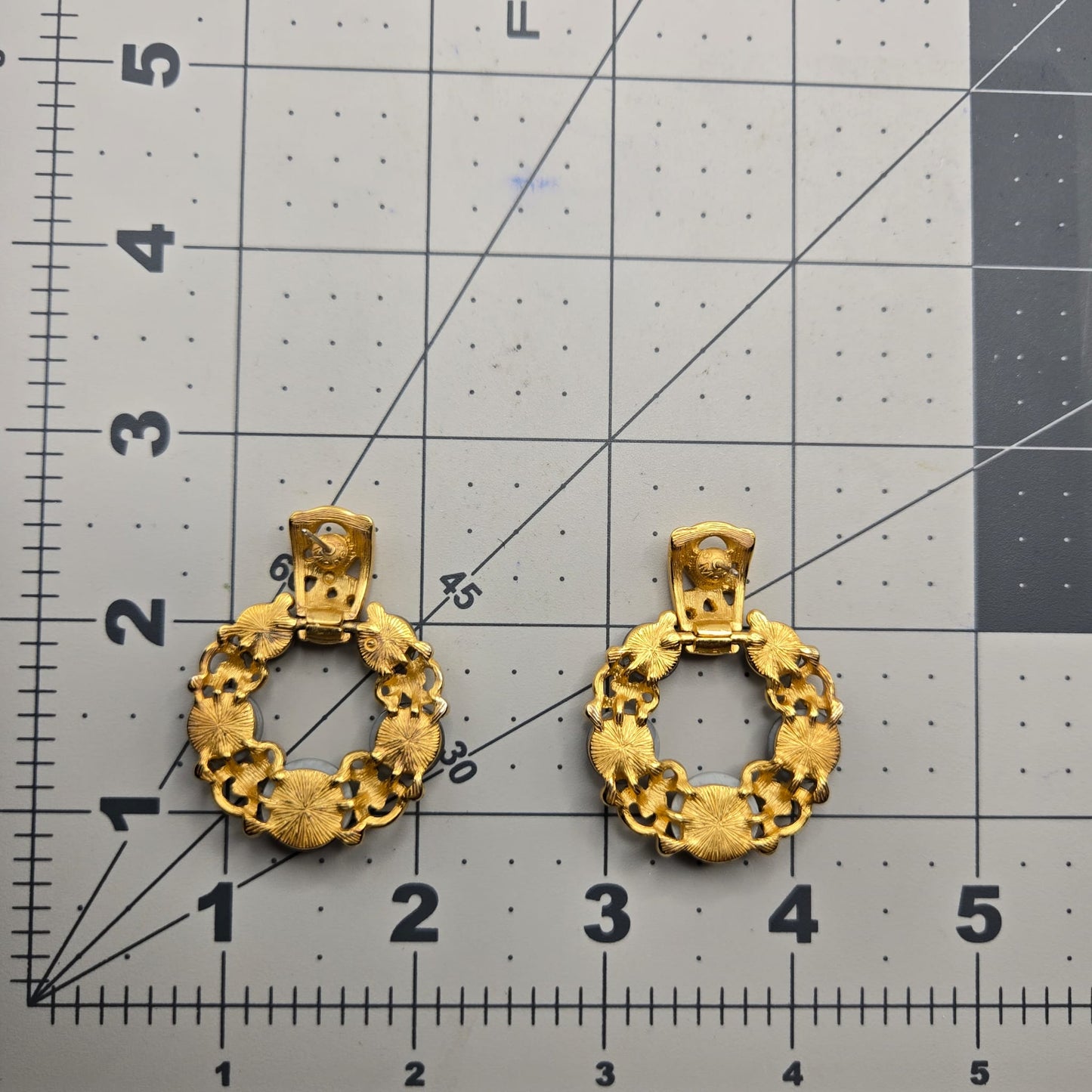 Vintage MONET Door Knocker, Faux Black Pearls, Gold Tone Pierced Earrings