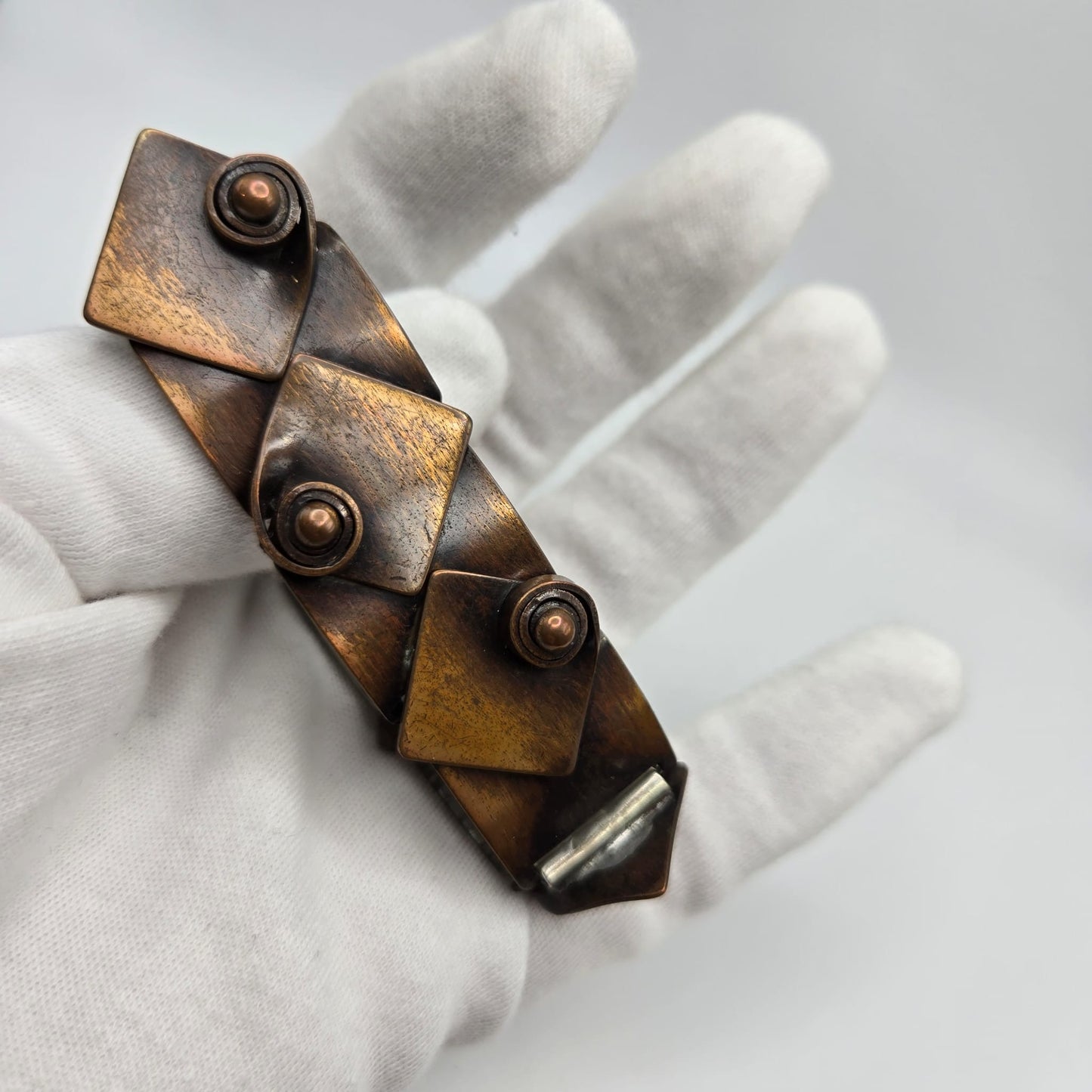 Vintage REBAJES Copper  Swirl Dot Modernist Geometric bracelet