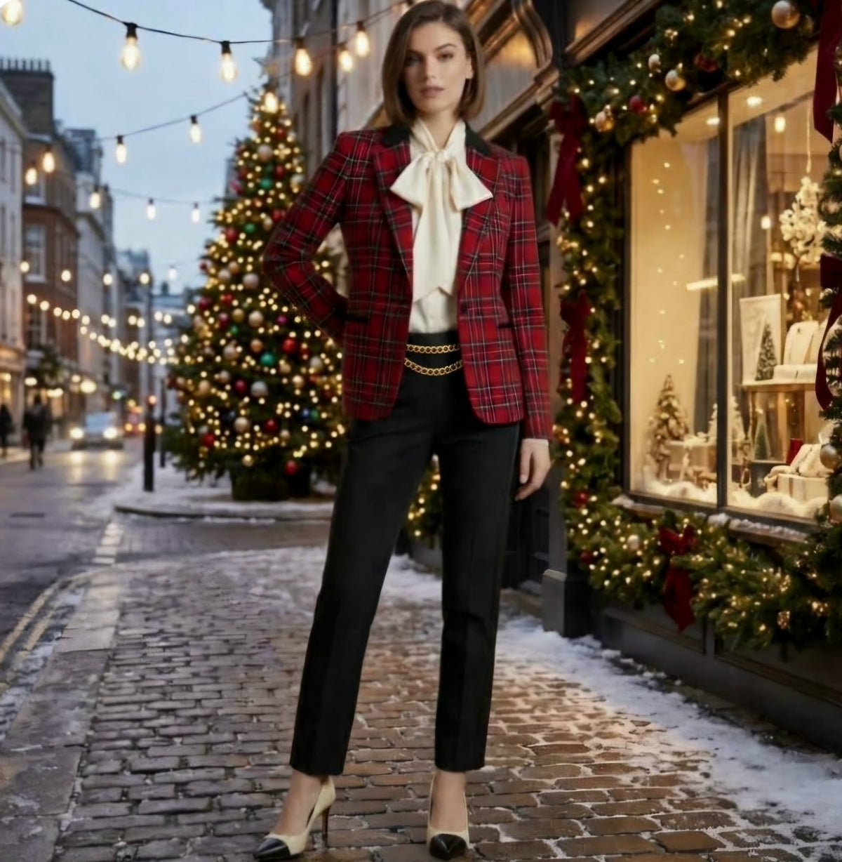 Vintage KASPER Tartan Plaid One-Button Blazer Jacket Size 4-6