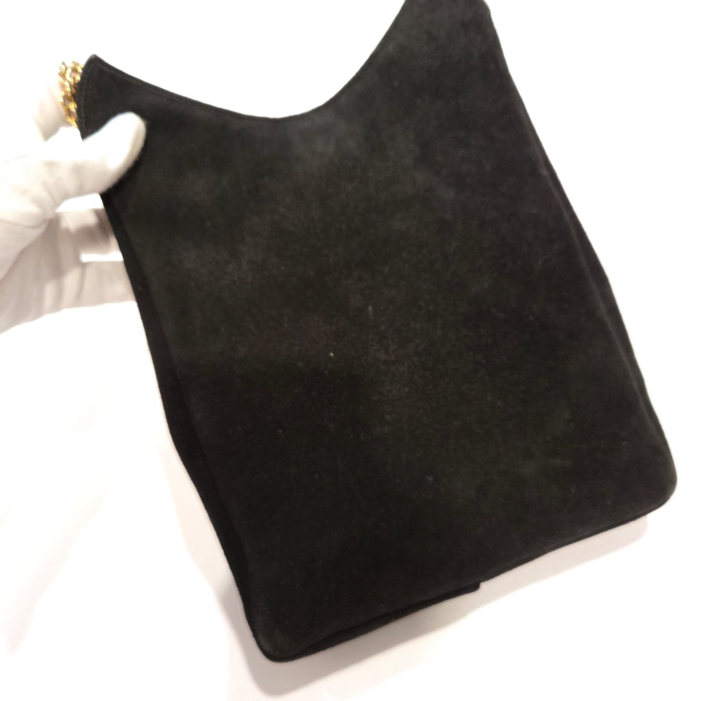 Vintage Black Suede Leather Gold
Dragon & Phoenix shoulder bag purse designer runway