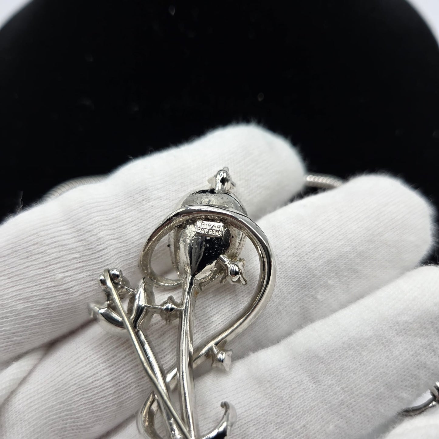 Vintage TRIFARI Alfred Philippe Gem of India silver tone rhinestones Necklace and Brooch pin set