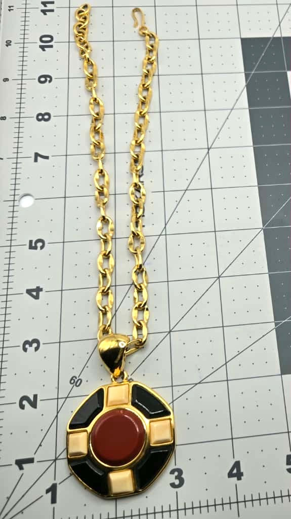 Vintage MONET signed Runway Maltese Cross pendant gold tone chain necklace