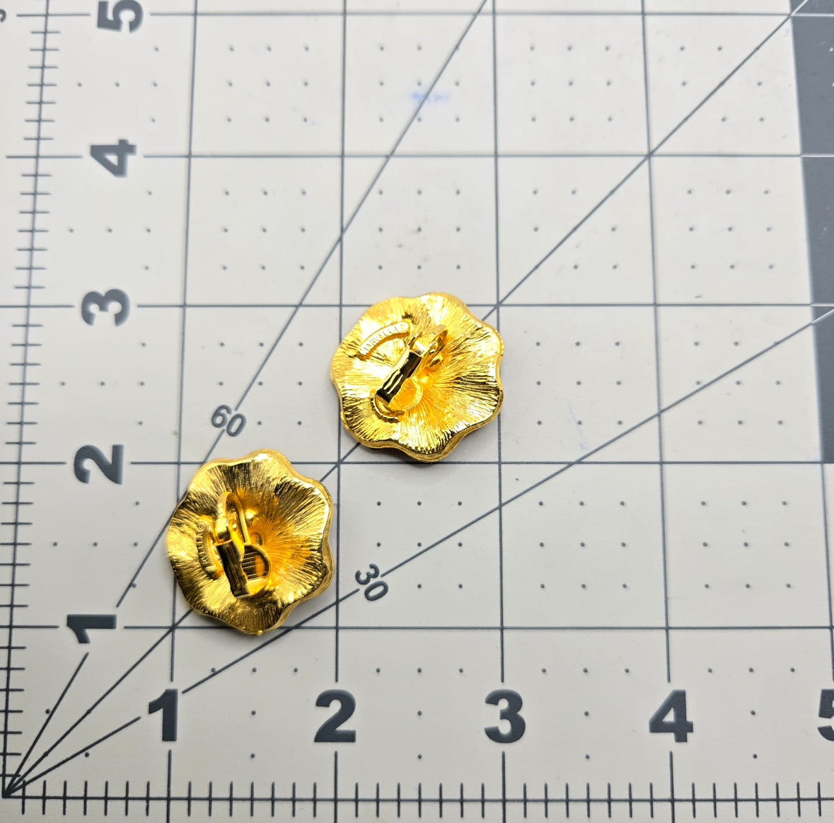 Vintage MARVELLA Patriotic Red White Blue Enamel gold tone clip on earrings