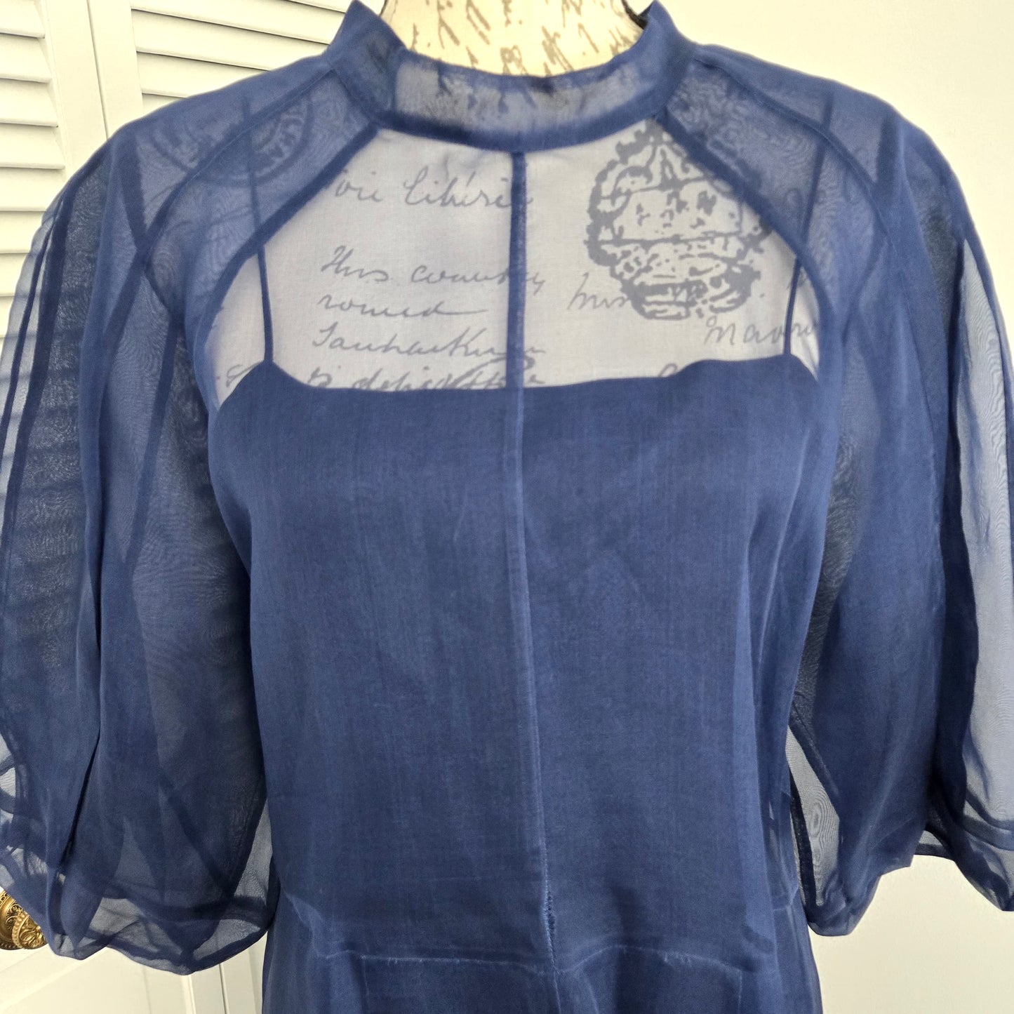 KAMPERETT Meiere  Silk Organza  Navy Blue Dress size L