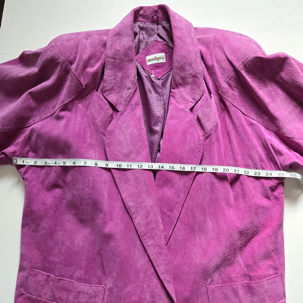 Vintage MADGE'S fuchsia pink suede leather oversized jacket coat size L