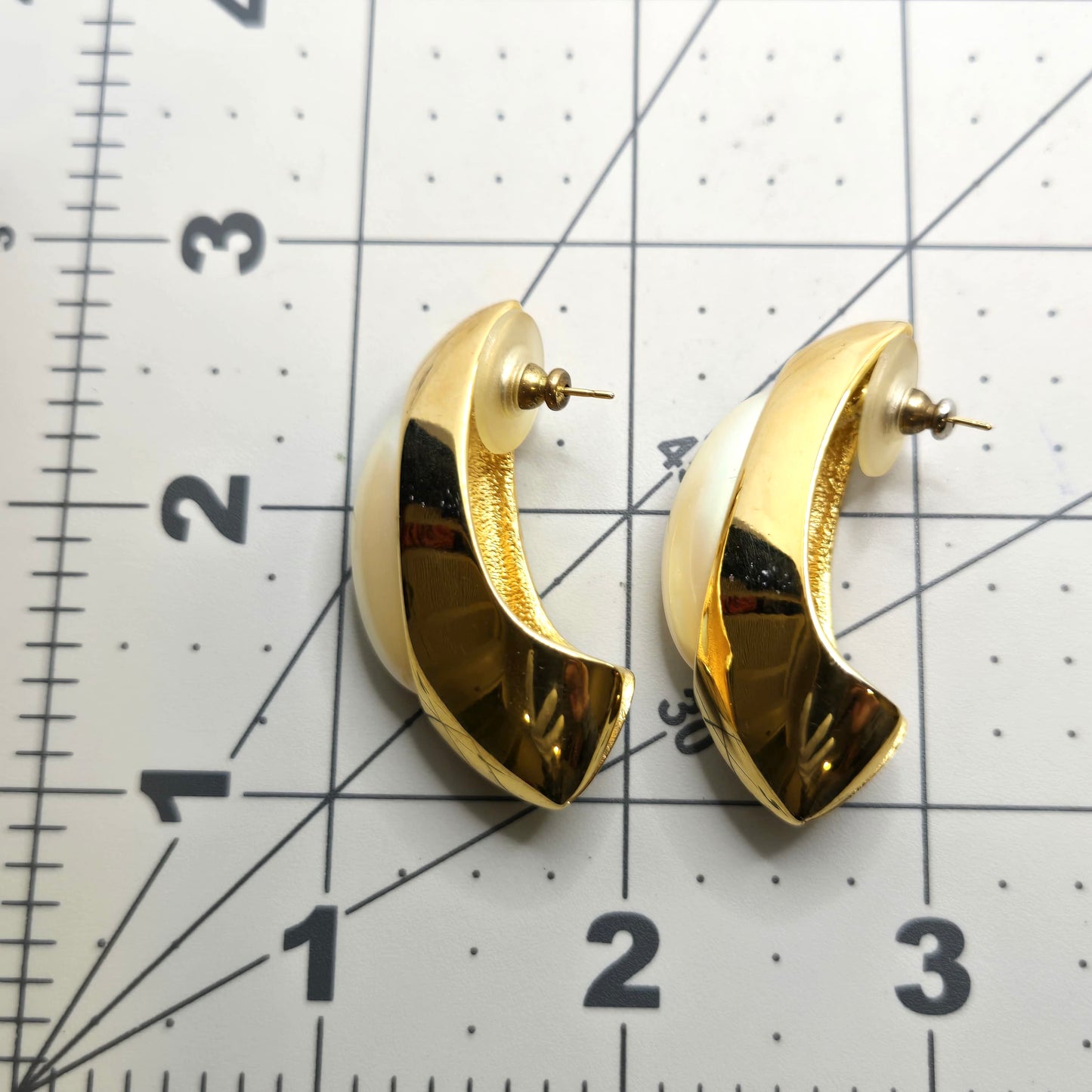 Vintage GIVENCHY Large Gold tone Faux pearl Earrings