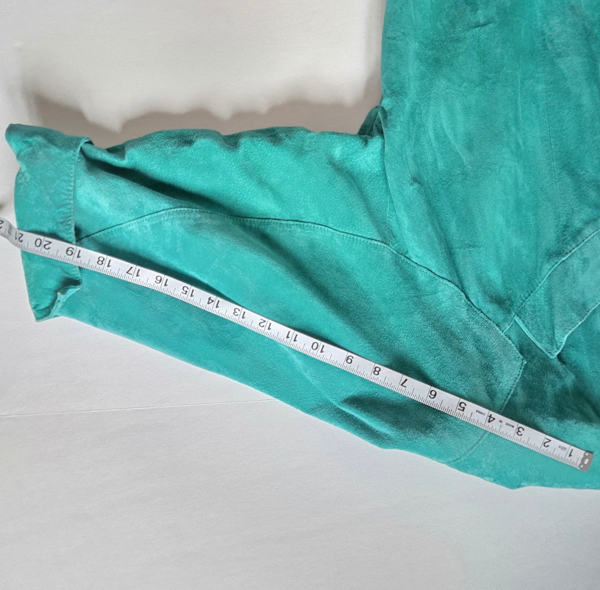 Vintage MADGE'S teal blue suede leather oversized coat jacket shoulder pads size L