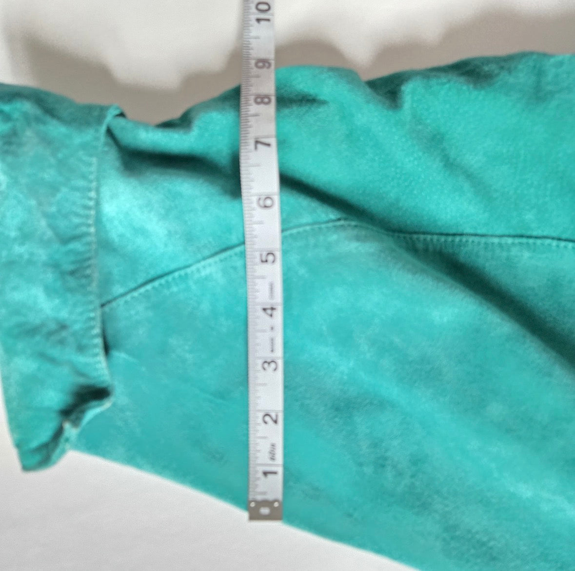 Vintage MADGE'S teal blue suede leather oversized coat jacket shoulder pads size L