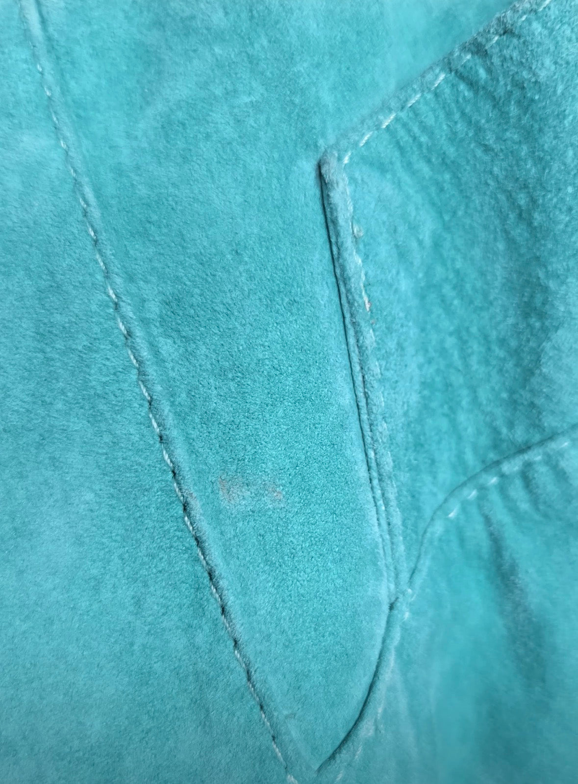 Vintage MADGE'S teal blue suede leather oversized coat jacket shoulder pads size L