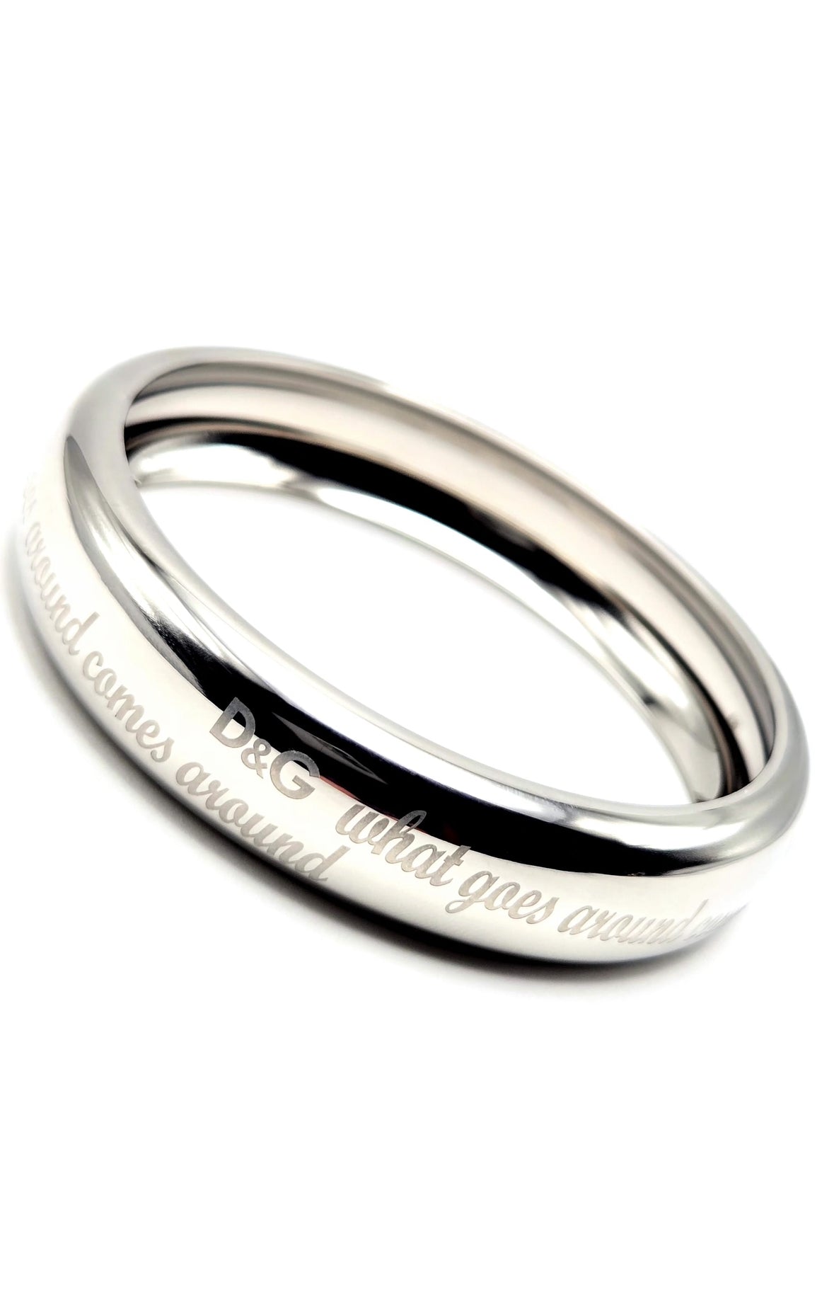 D&G DOLCE GABBANA What Goes Around Comes Around, Silver Tone Bangle Bracelet, Very Good Condition