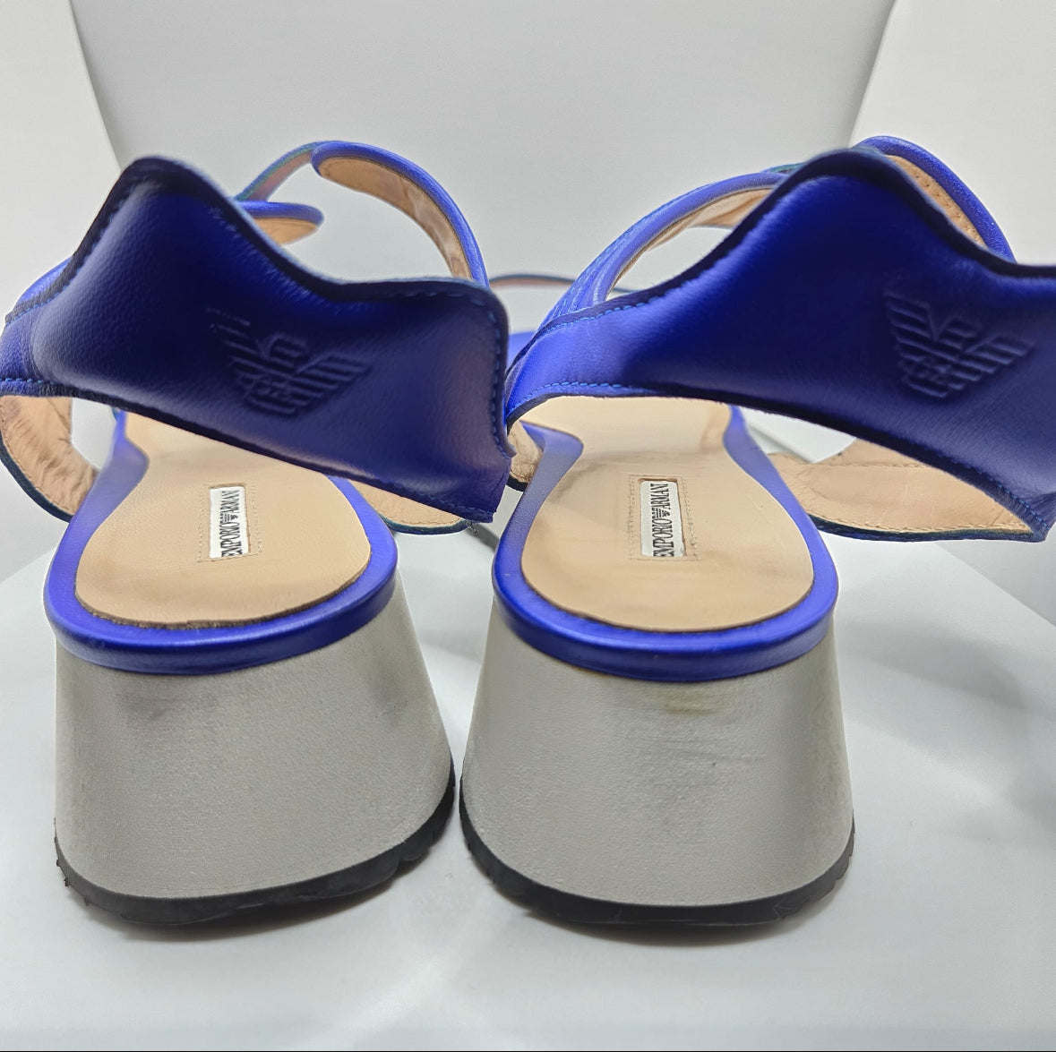 EMPORIO ARMANI Royal Blue leather sandals size 39