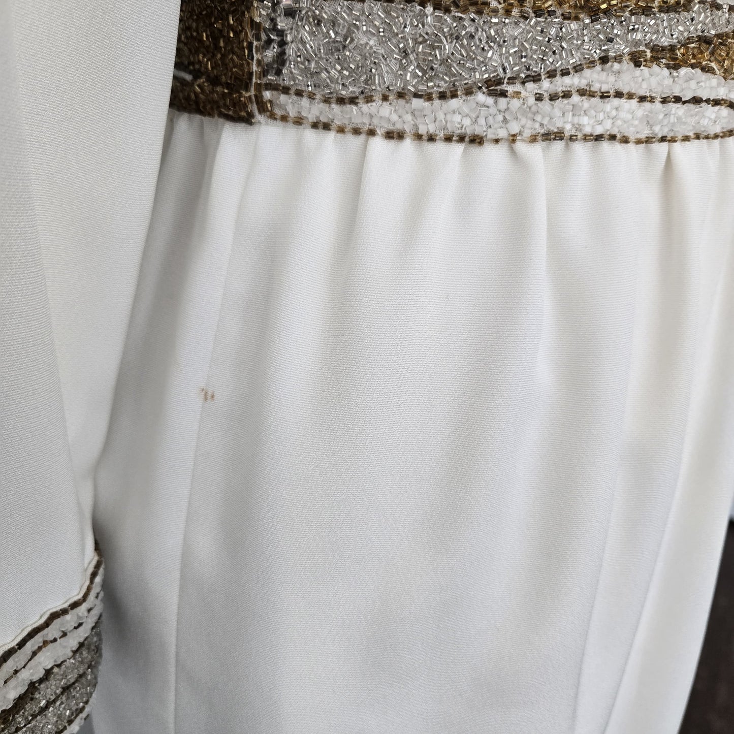 Vintage Bob Mackie off White Cocktail Party Dress Beaded Sequin Dress Long Sleeve Wedding Party Dress Small Cher Dress size 0-2