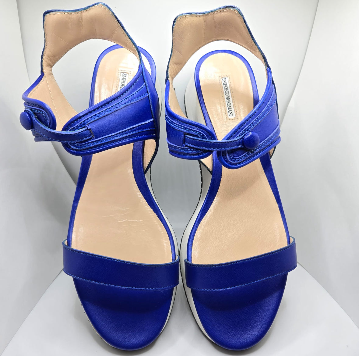 EMPORIO ARMANI Royal Blue leather sandals size 39