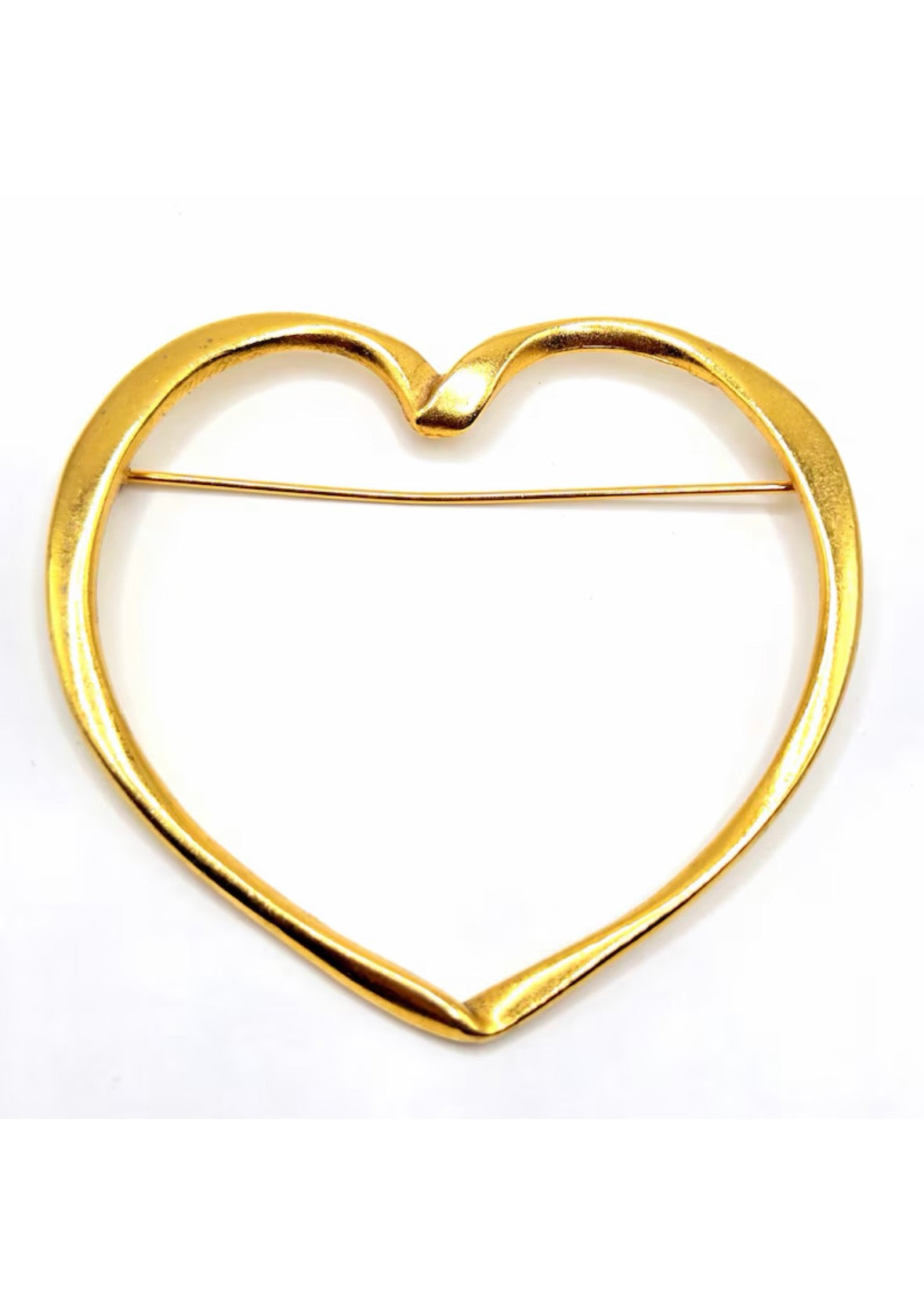 Vintage Huge Heart gold tone brooch pin