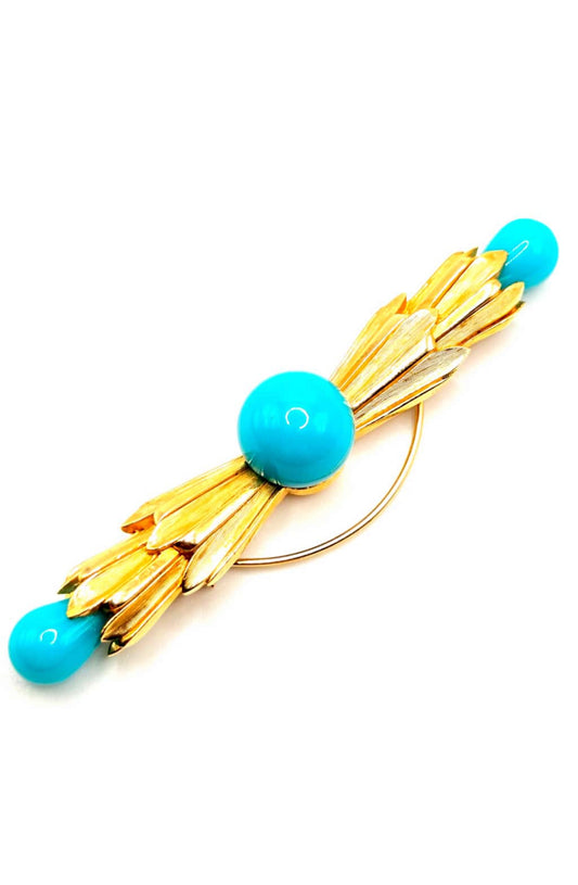 Vintage TRIFARI Faux turquoise gold tone brooch pin