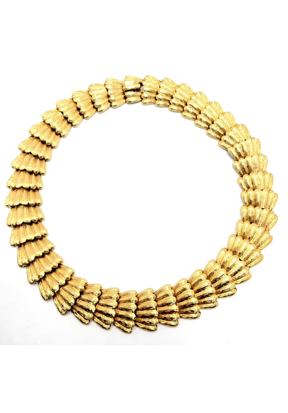 Vintage Massive Cleopatra Style Brushed Gold Tone Statement Necklace