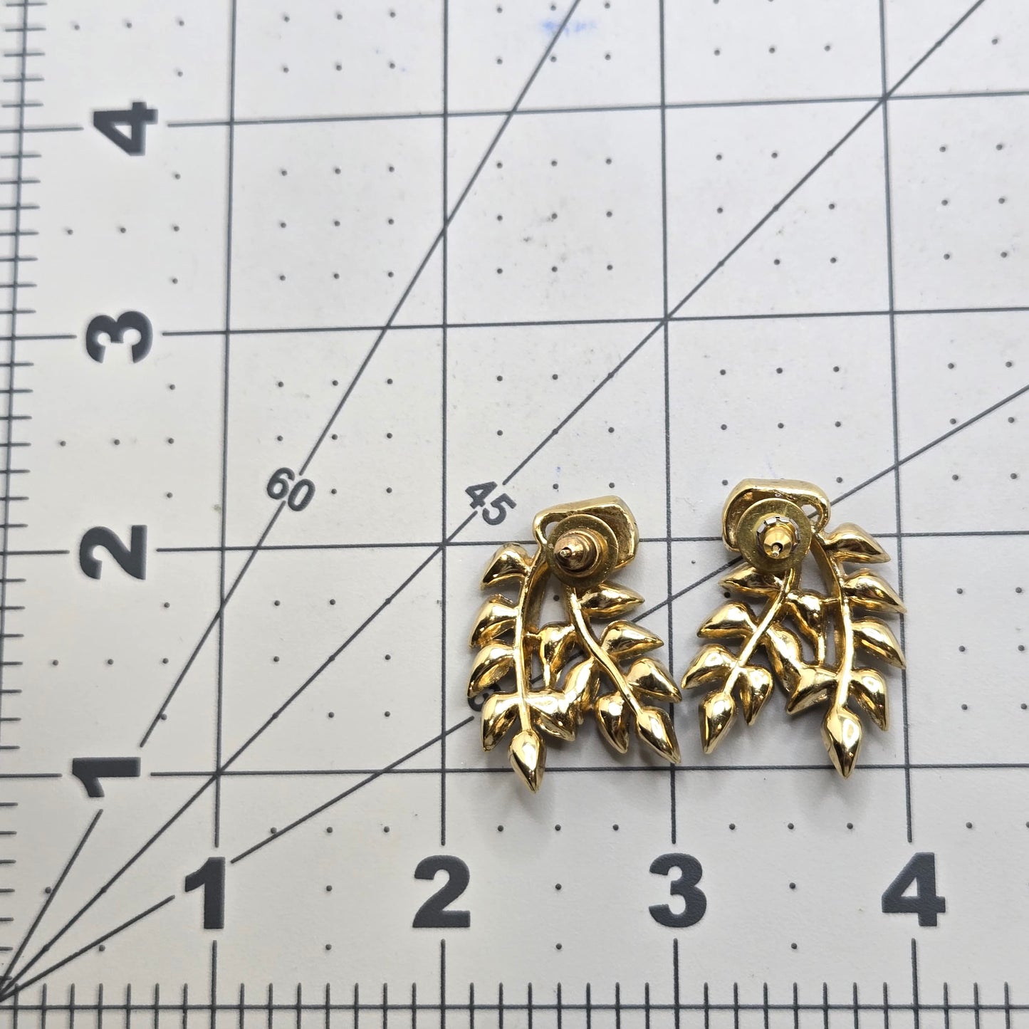 Vintage TRIFARI Blue leaves Rhinestones Gold tone Pierced Earrings (made from Clip on Earrings)