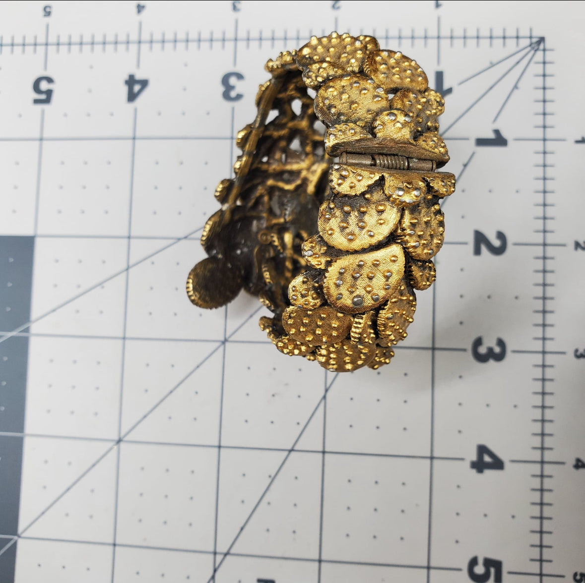 Vintage TORTOLANI Signed Prickly Cactus Cuff Bracelet Hinged Gold Tone , Runway, Designer