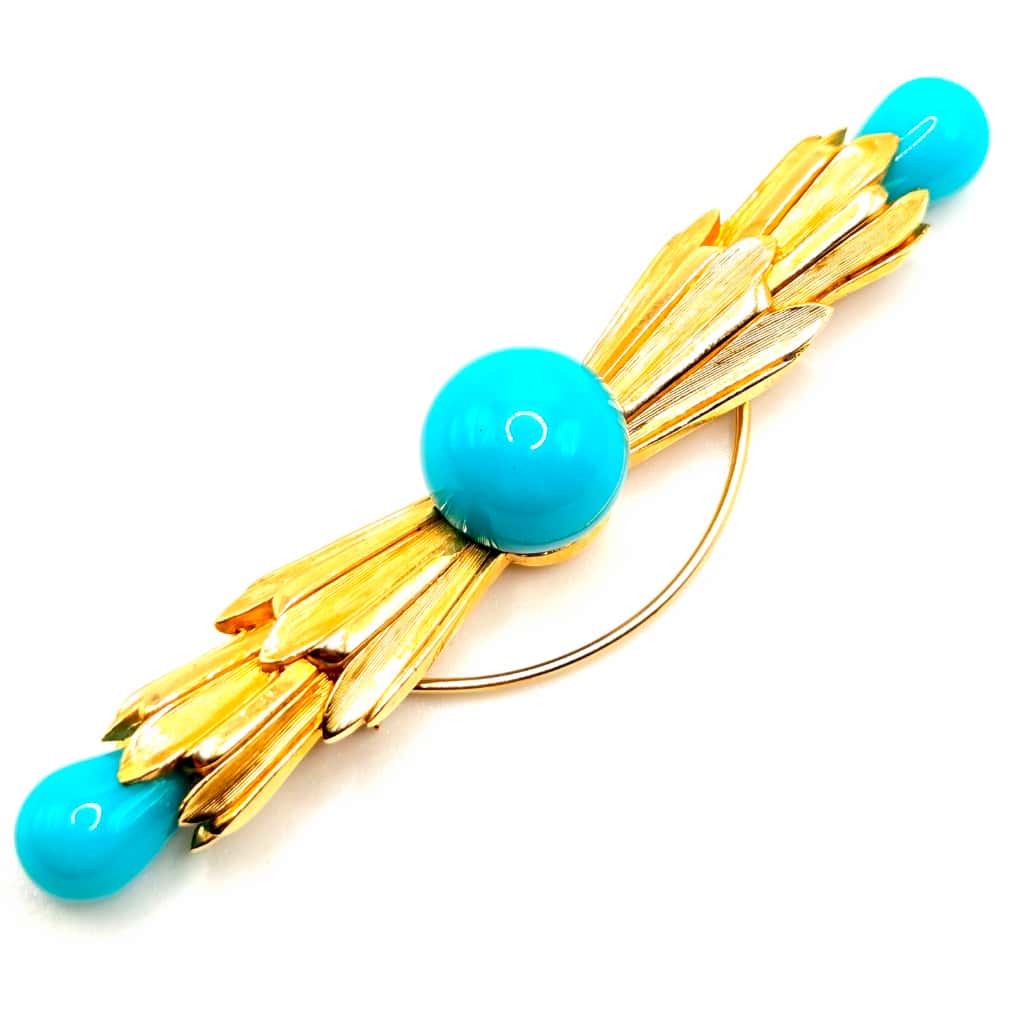 Vintage TRIFARI Faux turquoise gold tone brooch pin