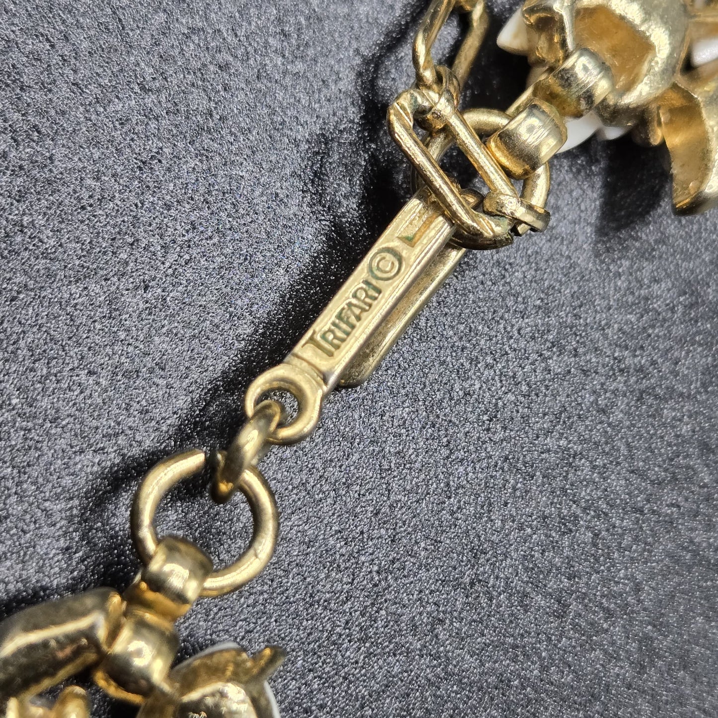 Vintage Trifari crown Alfred Philippe Parure White Lily Of Valley Necklace bracelet clip on Earrings set