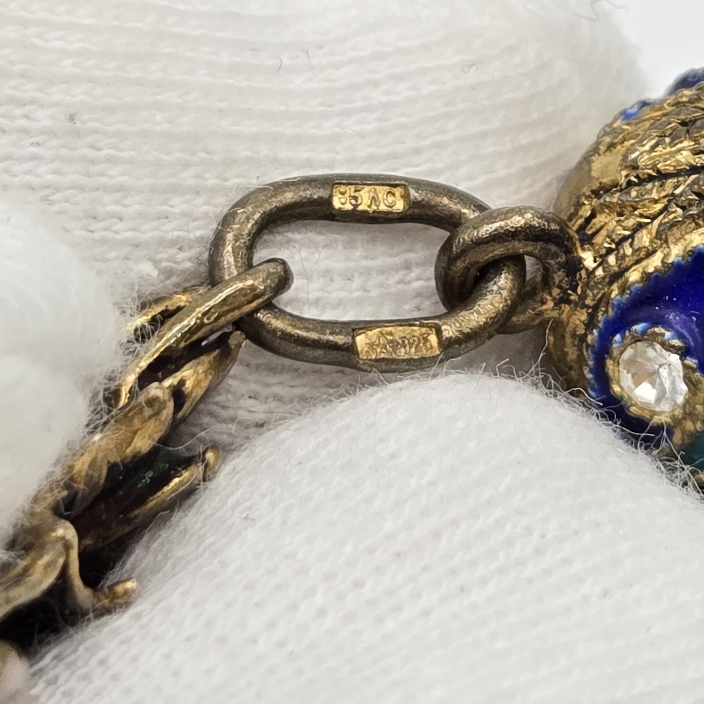 Vintage Solid Sterling Silver Gilt Guilloche Enamel Russian Egg Brooch pin pendant