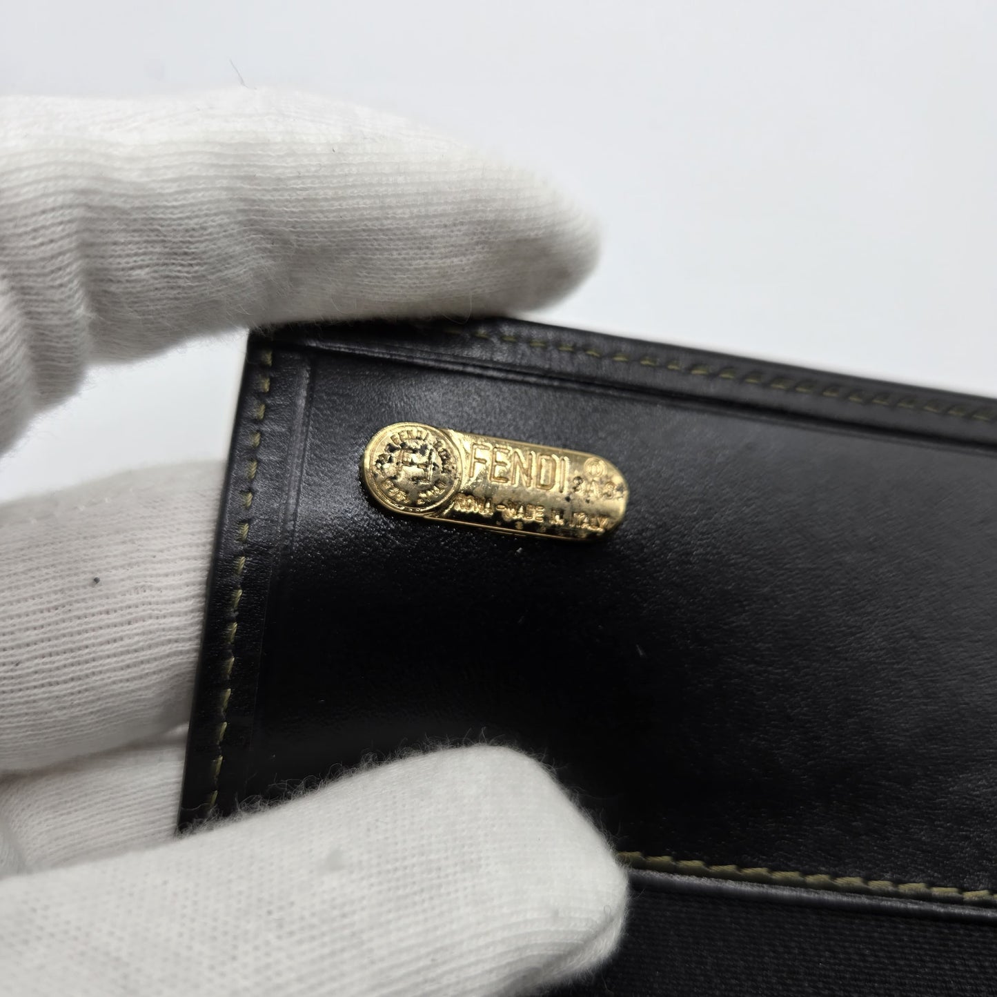 Vintage Fendi Pequin Coated Canvas Bifold Snap Wallet