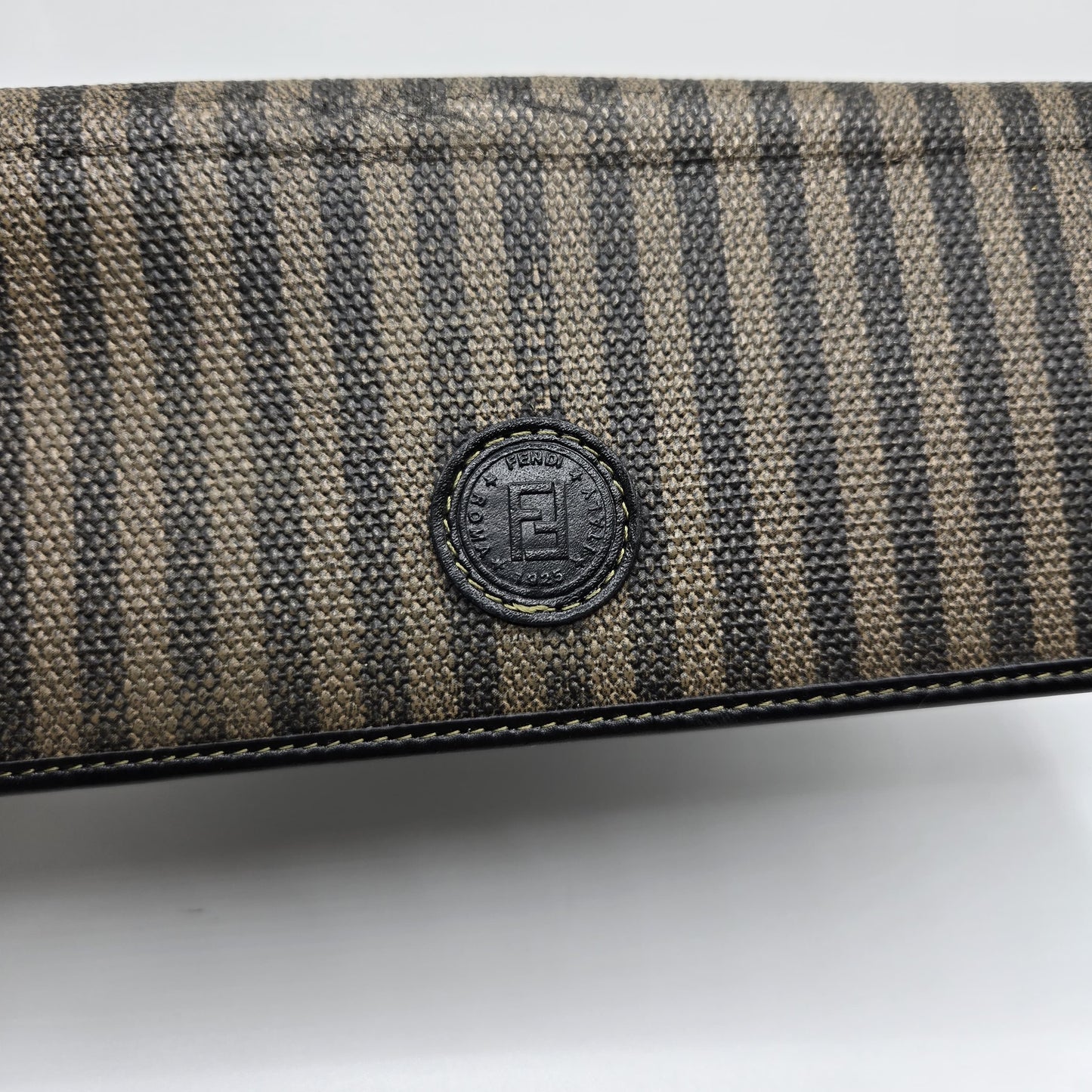 Vintage Fendi Pequin Coated Canvas Bifold Snap Wallet