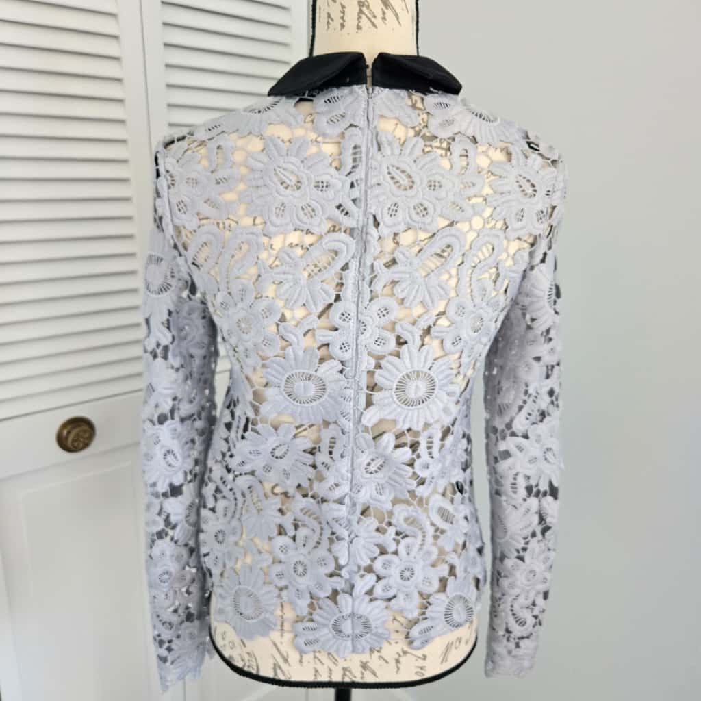 Self-Portrait Lace patern mock neck gray Top, Size 2