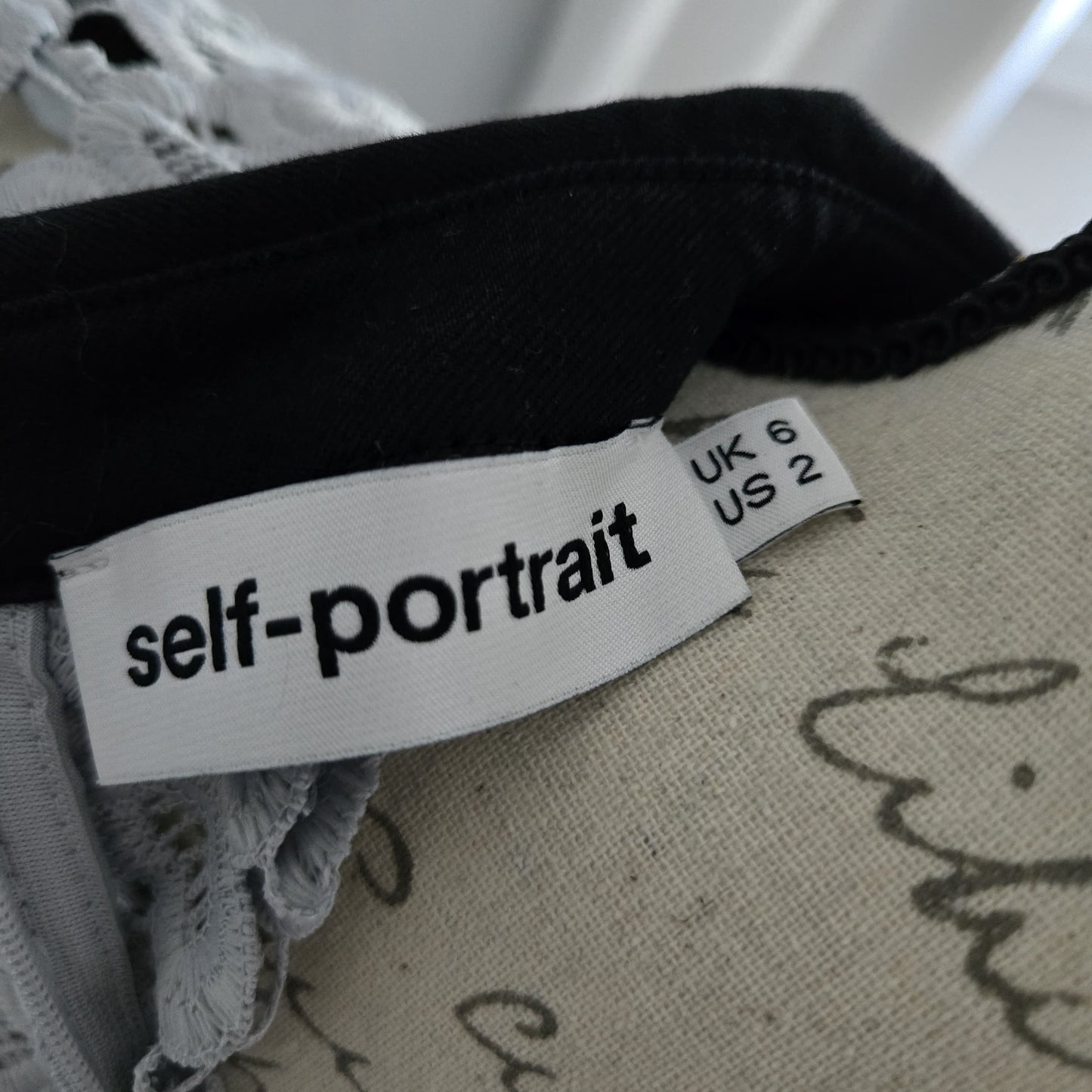 Self-Portrait Lace patern mock neck gray Top, Size 2