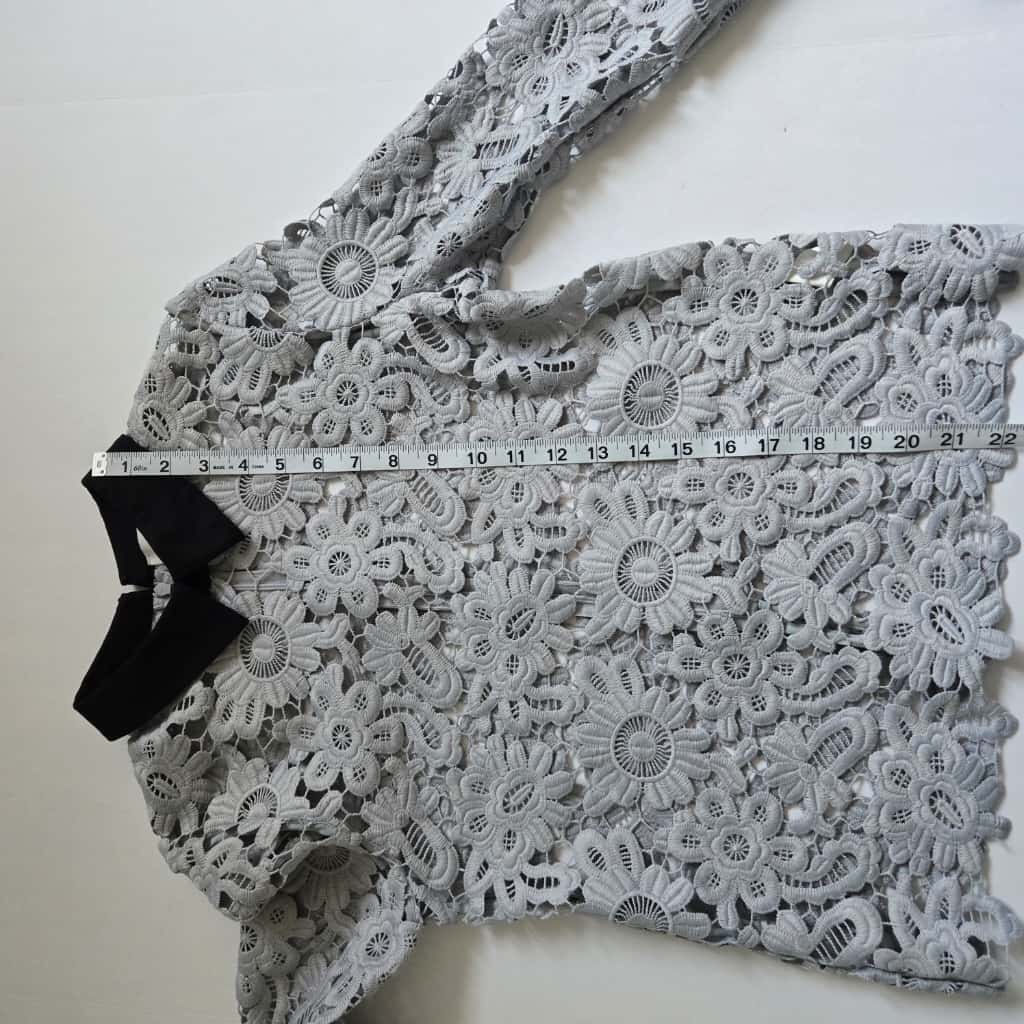 Self-Portrait Lace patern mock neck gray Top, Size 2