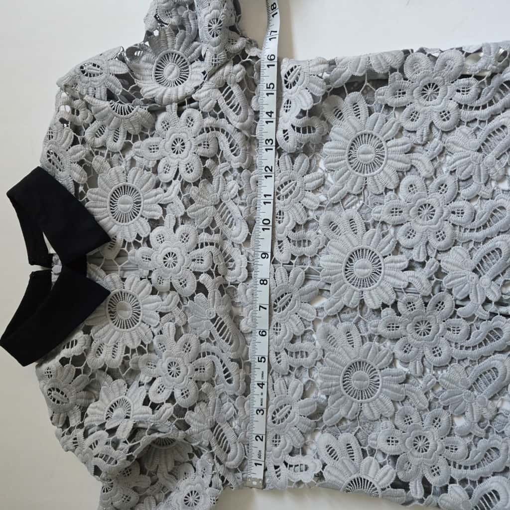 Self-Portrait Lace patern mock neck gray Top, Size 2