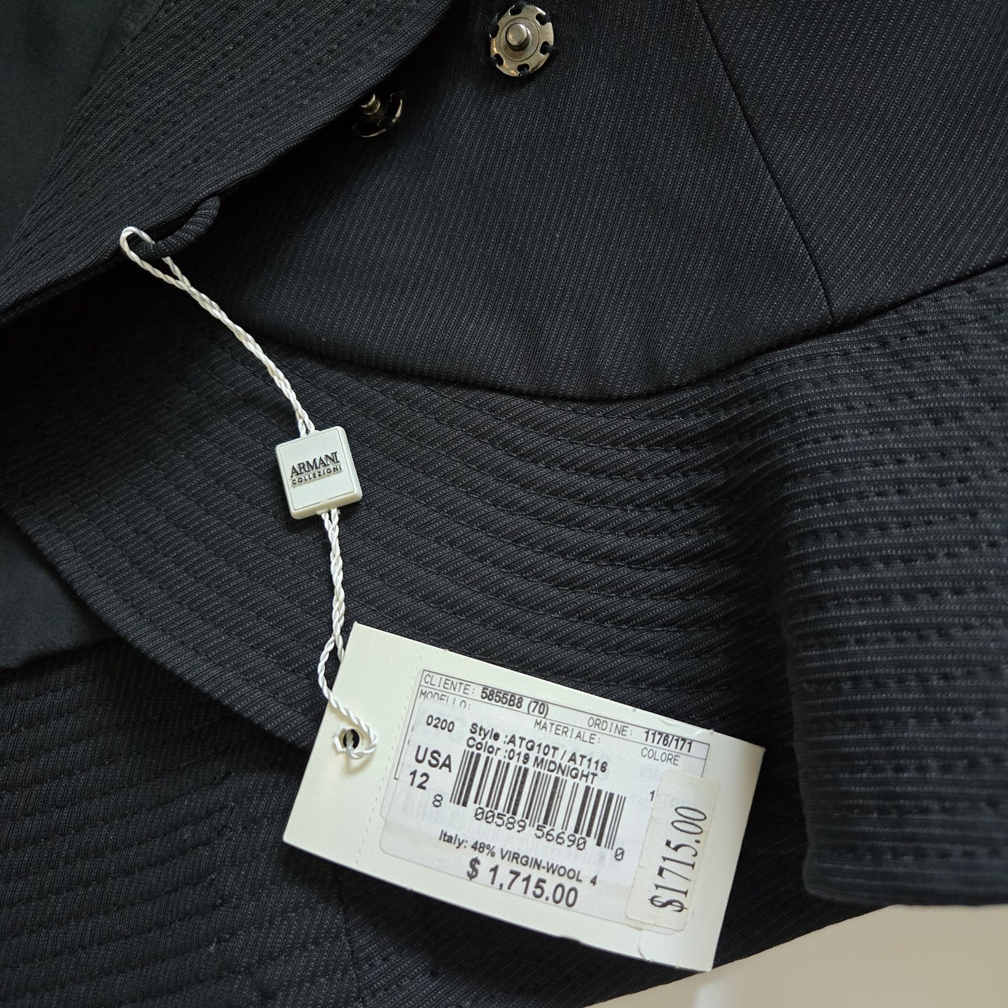 NWT 1,715.00 Armani Collezioni Black Crepe Appliqued Blazer size 12