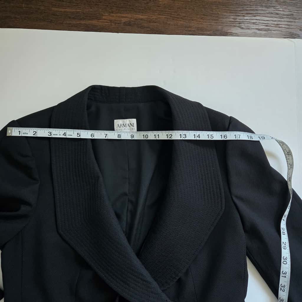 NWT 1,715.00 Armani Collezioni Black Crepe Appliqued Blazer size 12