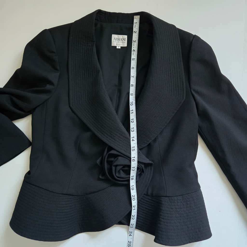 NWT 1,715.00 Armani Collezioni Black Crepe Appliqued Blazer size 12
