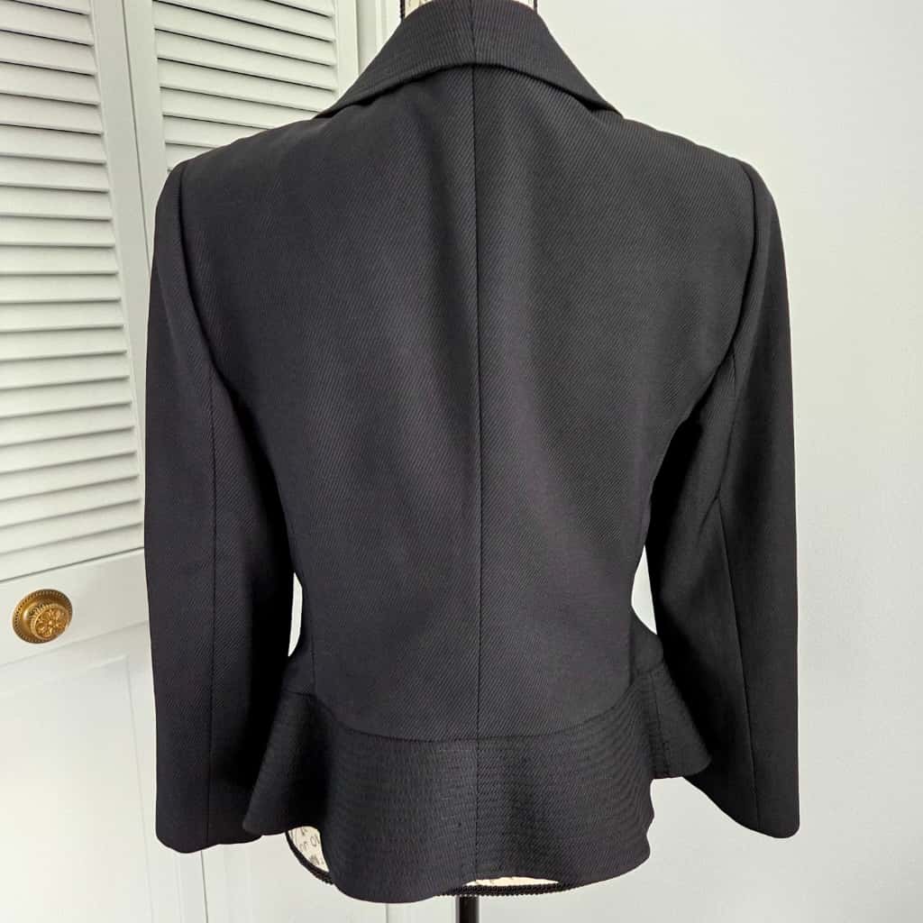 NWT 1,715.00 Armani Collezioni Black Crepe Appliqued Blazer size 12