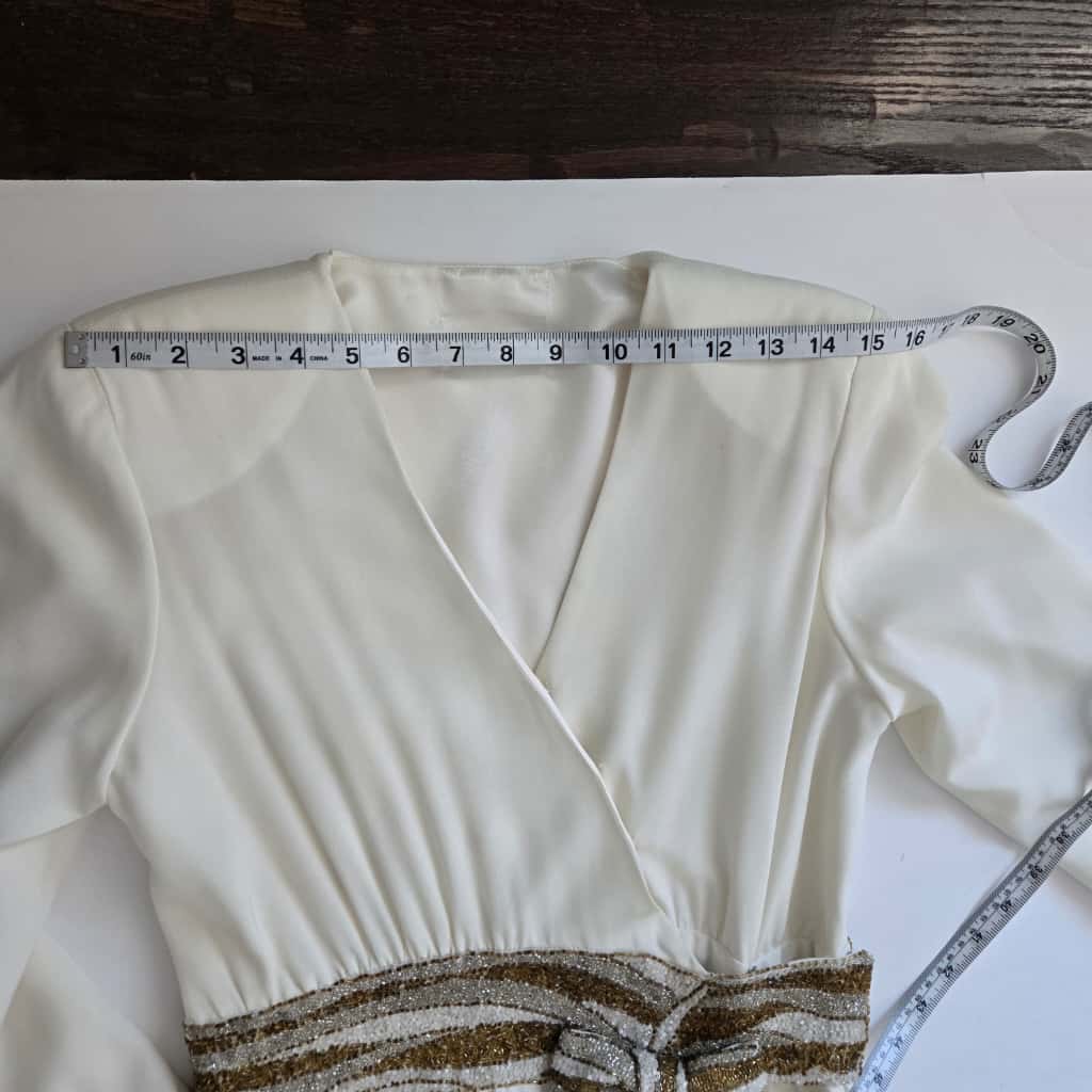 Vintage Bob Mackie off White Cocktail Party Dress Beaded Sequin Dress Long Sleeve Wedding Party Dress Small Cher Dress size 0-2