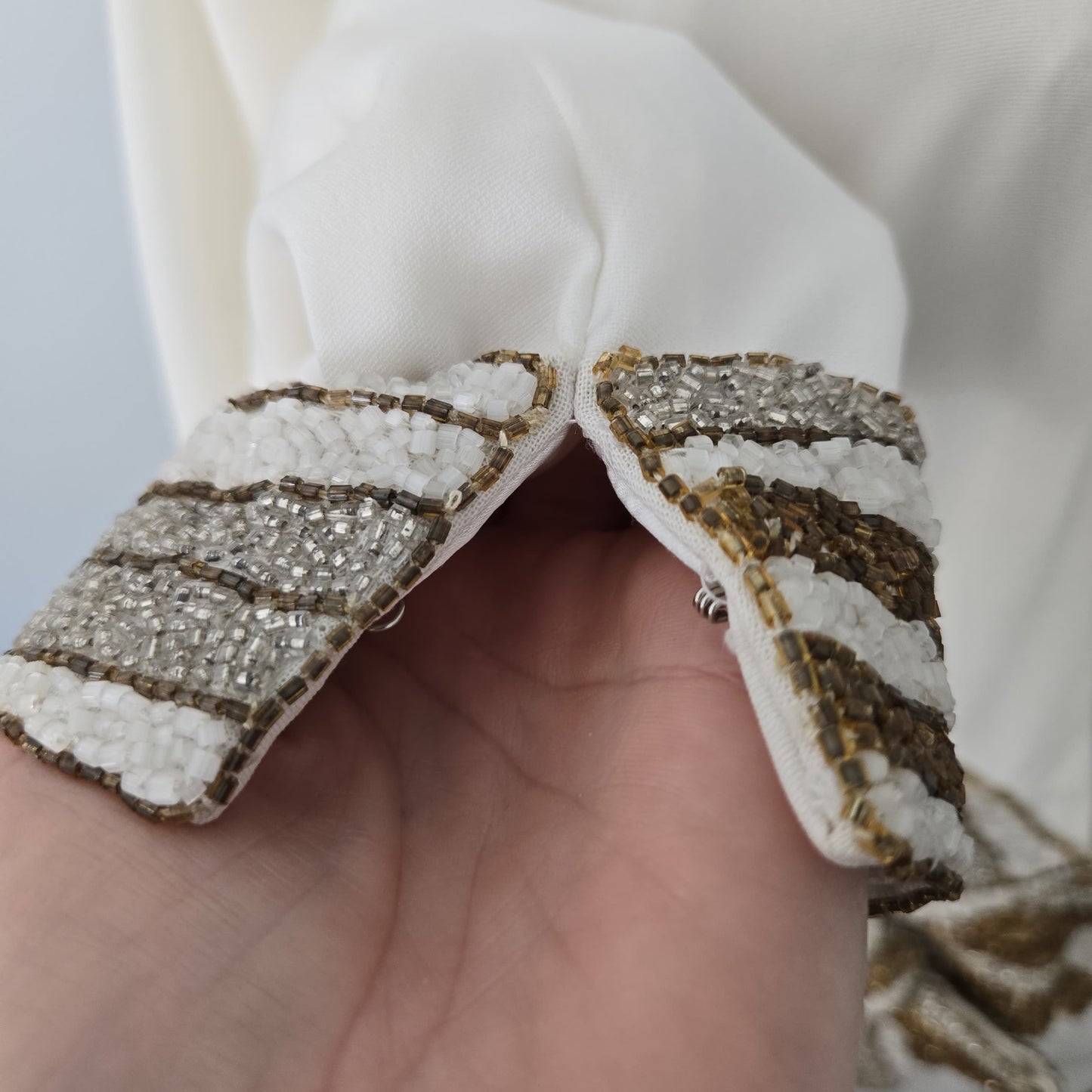 Vintage Bob Mackie off White Cocktail Party Dress Beaded Sequin Dress Long Sleeve Wedding Party Dress Small Cher Dress size 0-2