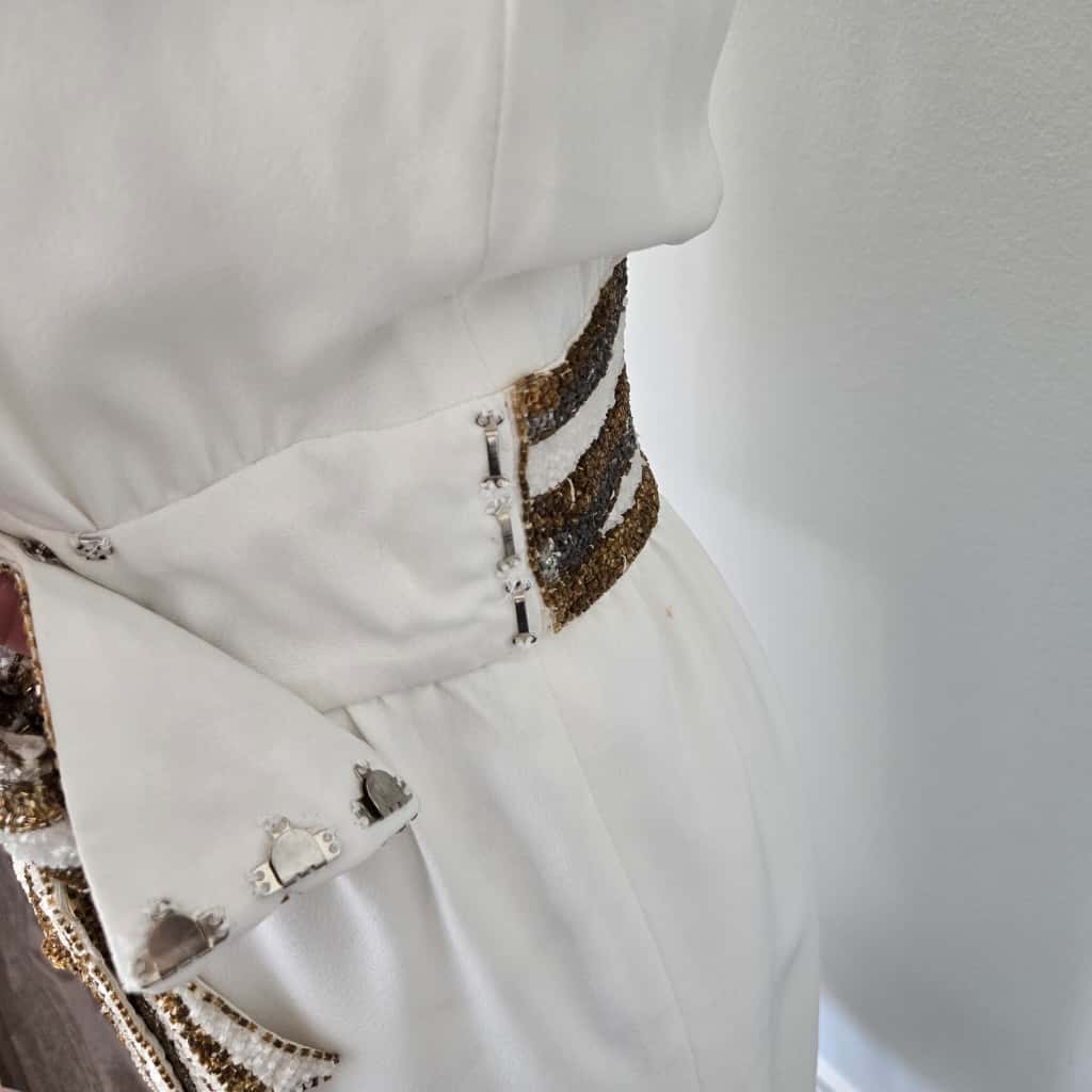 Vintage Bob Mackie off White Cocktail Party Dress Beaded Sequin Dress Long Sleeve Wedding Party Dress Small Cher Dress size 0-2