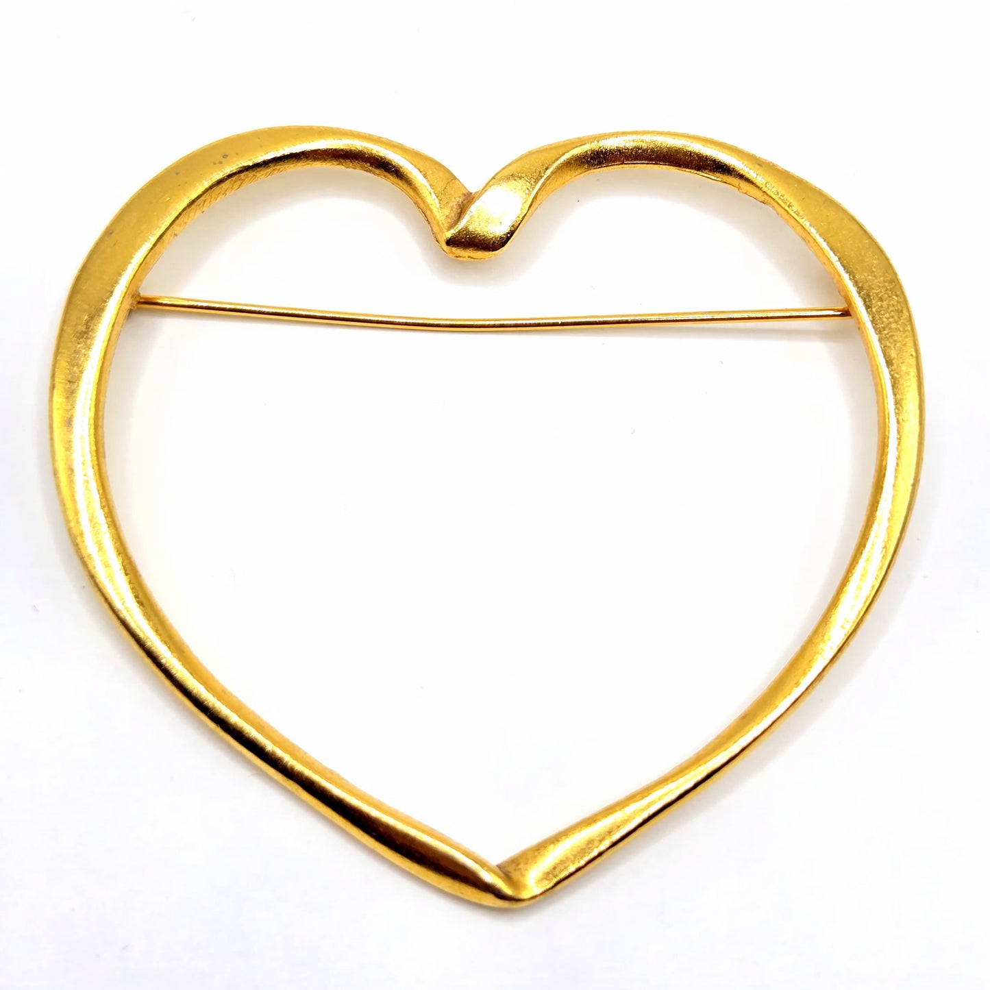 Vintage Huge Heart gold tone brooch pin