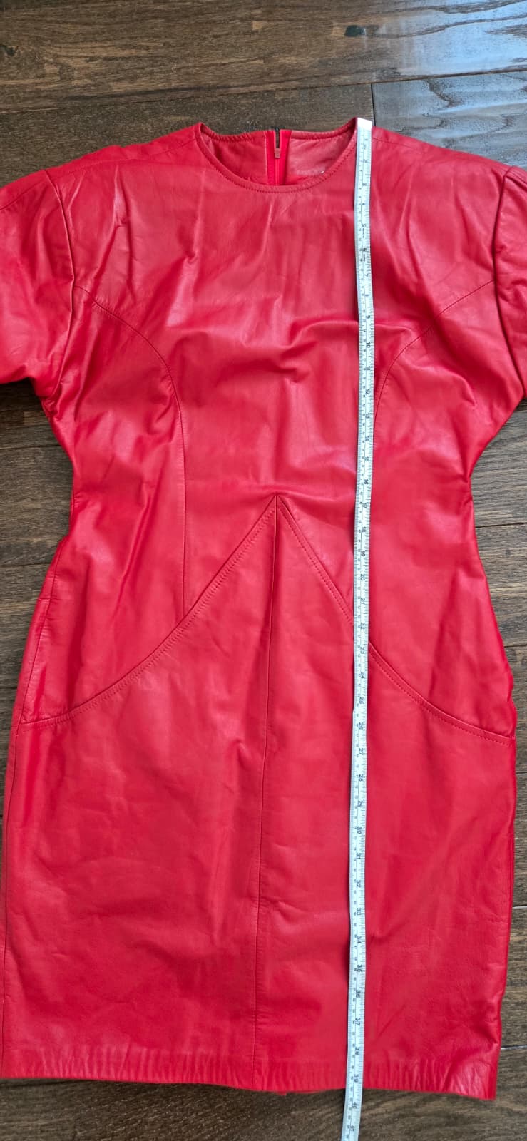 Vintage AMBRIA Red Genuine leather with sleeves shoulder pads size 12