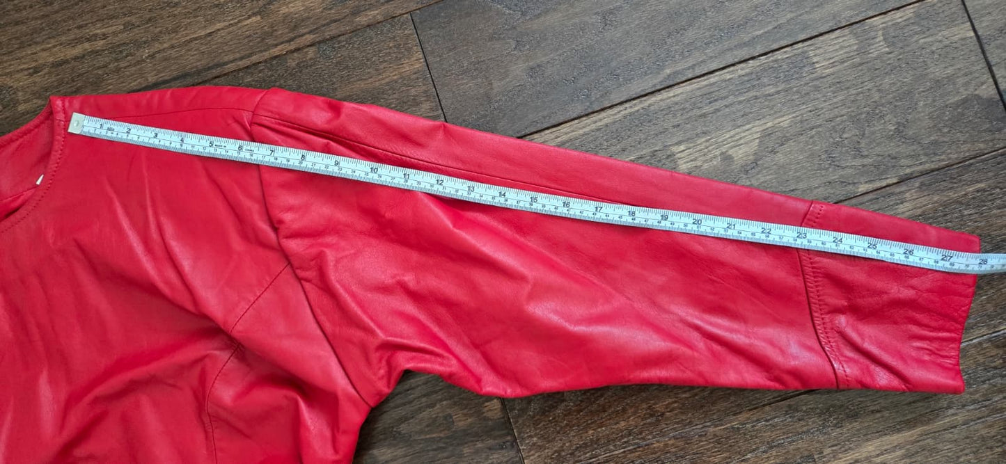 Vintage AMBRIA Red Genuine leather with sleeves shoulder pads size 12