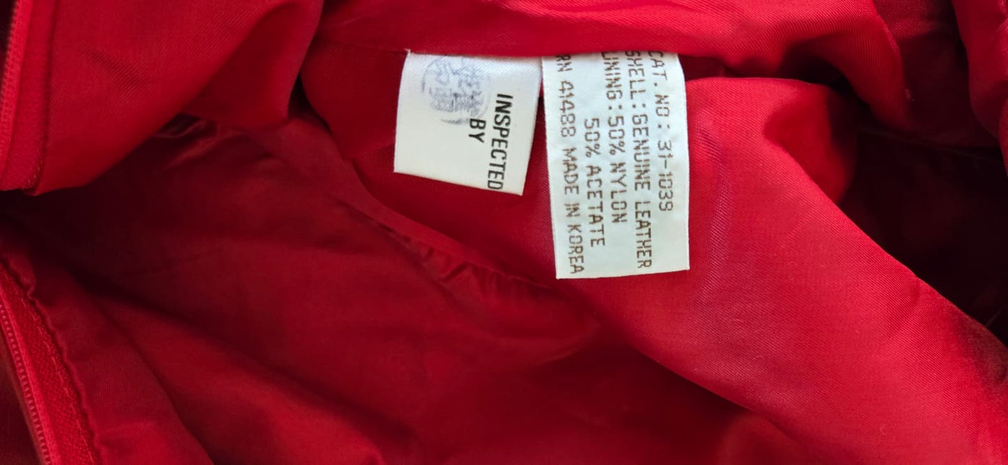 Vintage AMBRIA Red Genuine leather with sleeves shoulder pads size 12