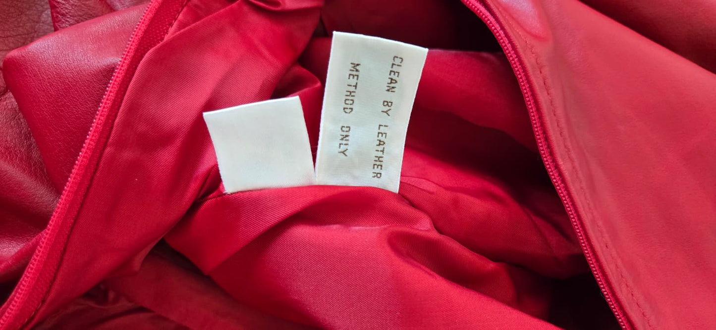 Vintage AMBRIA Red Genuine leather with sleeves shoulder pads size 12