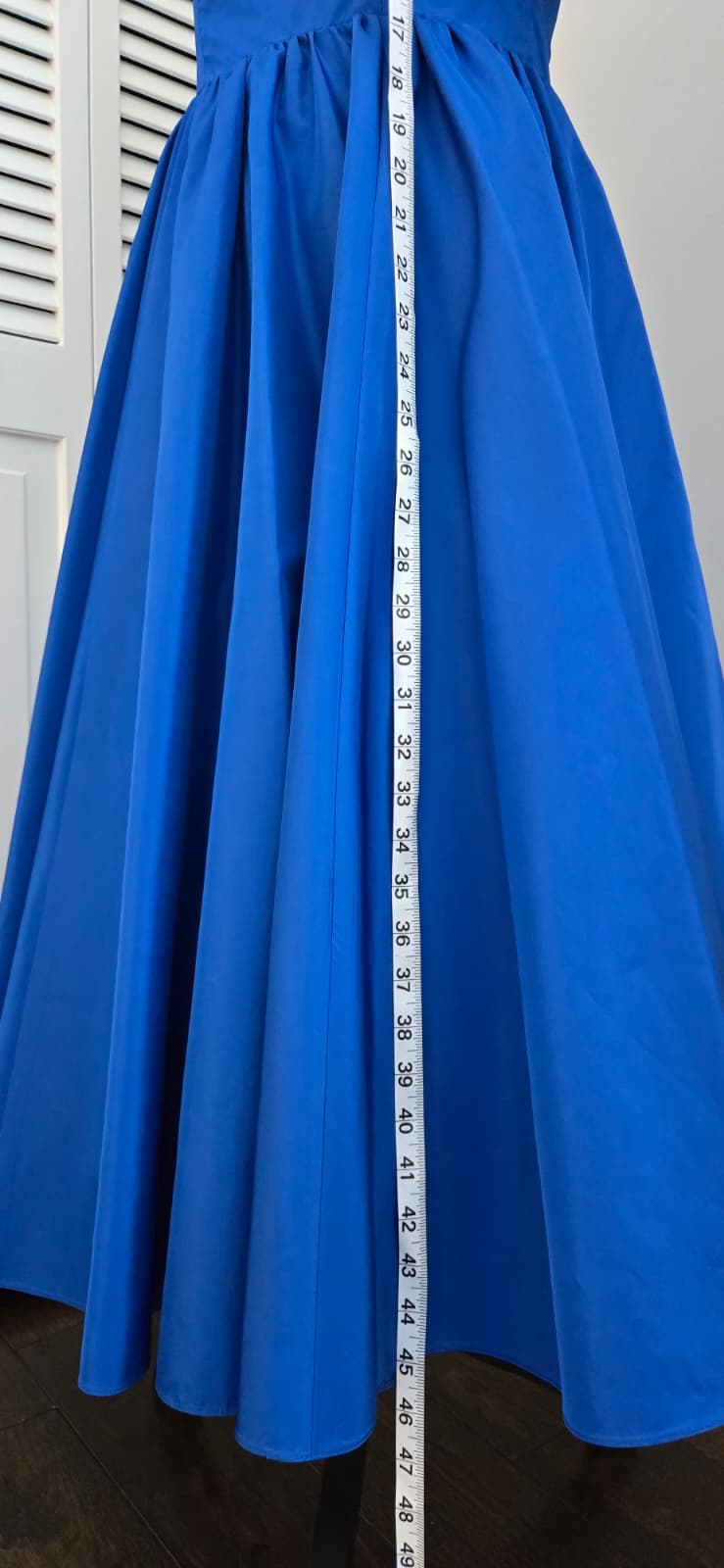 Vintage What's UP BY CAROL Royal blue, off one shoulder with a bow on one side dress