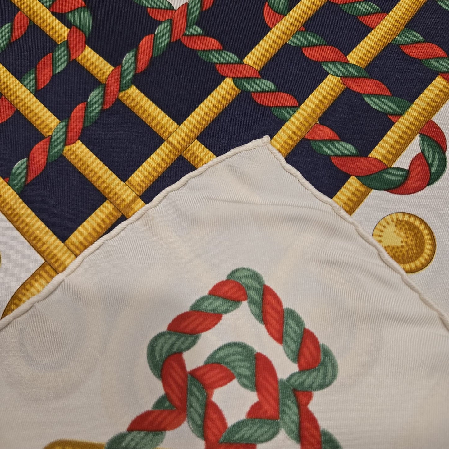 Vintage R DI RATTI Italian silk scarf with an equestrian motif 34x34