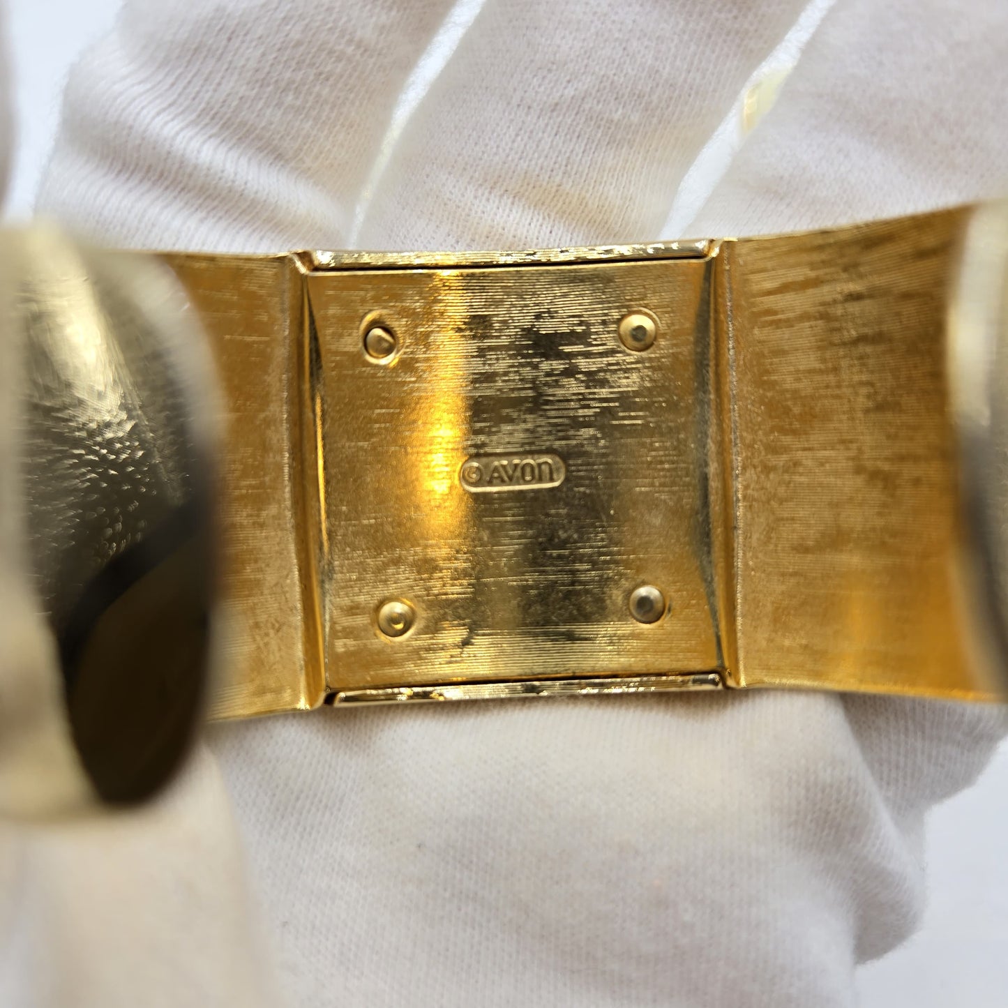 Vintage AVON Cream square lucite gold tone bracelet and clip on earrings set designer runway